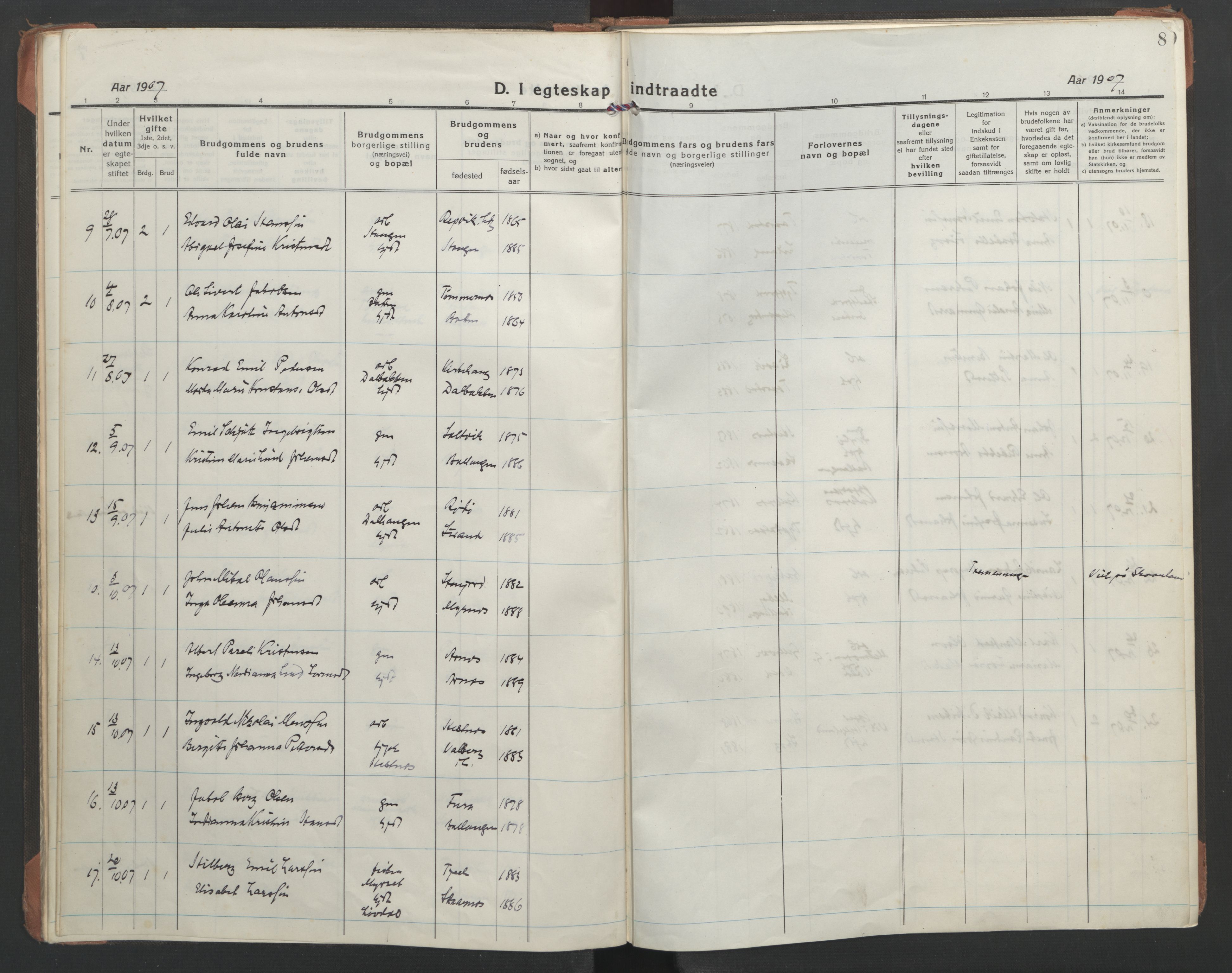 Ministerialprotokoller, klokkerbøker og fødselsregistre - Nordland, SAT/A-1459/863/L0902: Parish register (official) no. 863A14, 1906-1937, p. 8