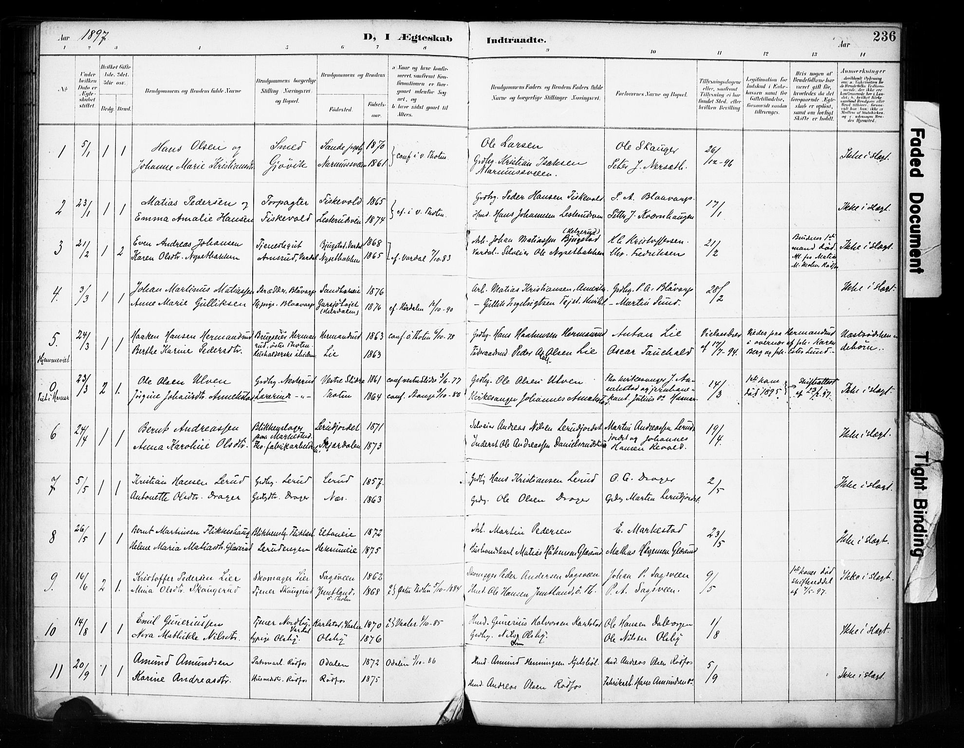 Vestre Toten prestekontor, SAH/PREST-108/H/Ha/Haa/L0011: Parish register (official) no. 11, 1895-1906, p. 236