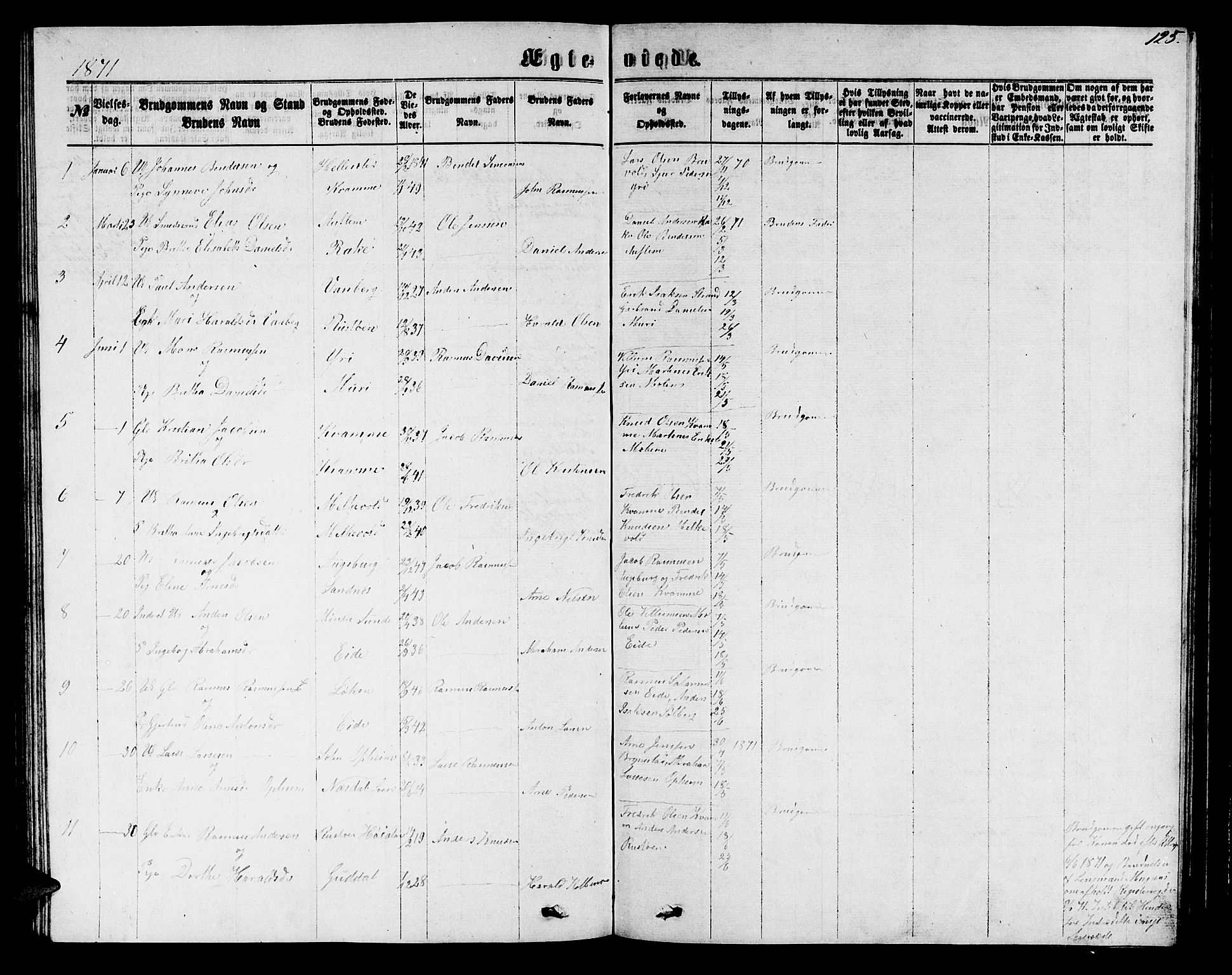 Innvik sokneprestembete, AV/SAB-A-80501: Parish register (copy) no. B 2, 1864-1885, p. 125