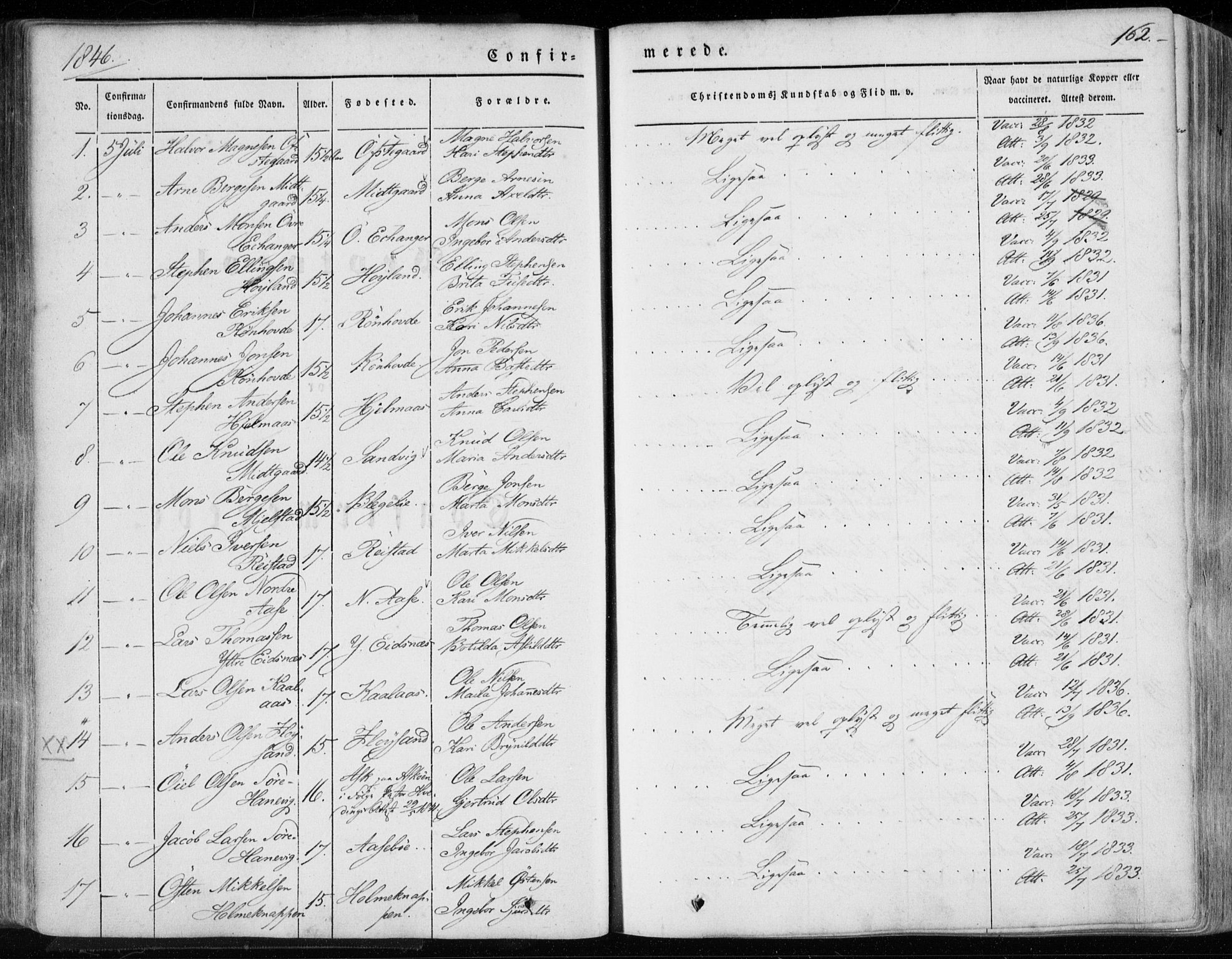 Hamre sokneprestembete, SAB/A-75501/H/Ha/Haa/Haaa/L0013: Parish register (official) no. A 13, 1846-1857, p. 162