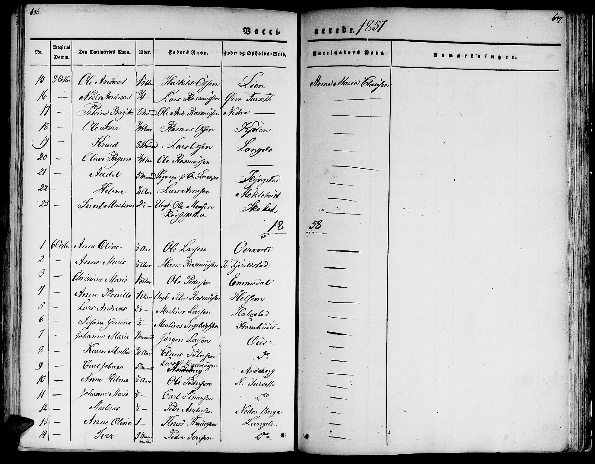 Ministerialprotokoller, klokkerbøker og fødselsregistre - Møre og Romsdal, AV/SAT-A-1454/520/L0274: Parish register (official) no. 520A04, 1827-1864, p. 636-637