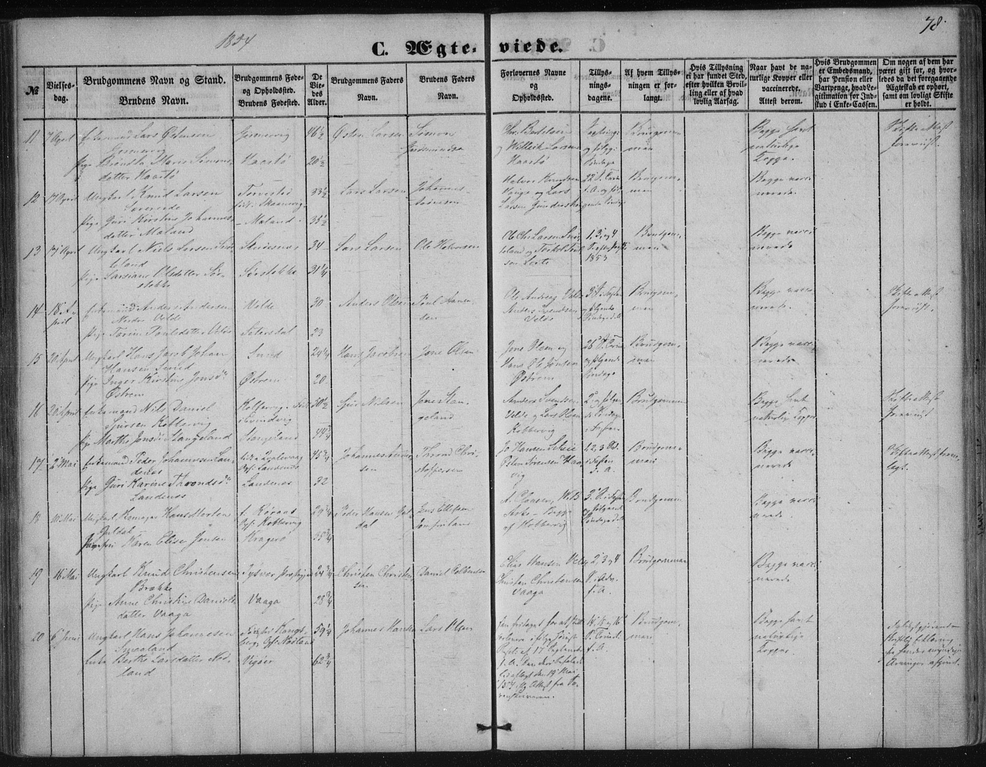 Avaldsnes sokneprestkontor, AV/SAST-A -101851/H/Ha/Haa/L0009: Parish register (official) no. A 9, 1853-1865, p. 78