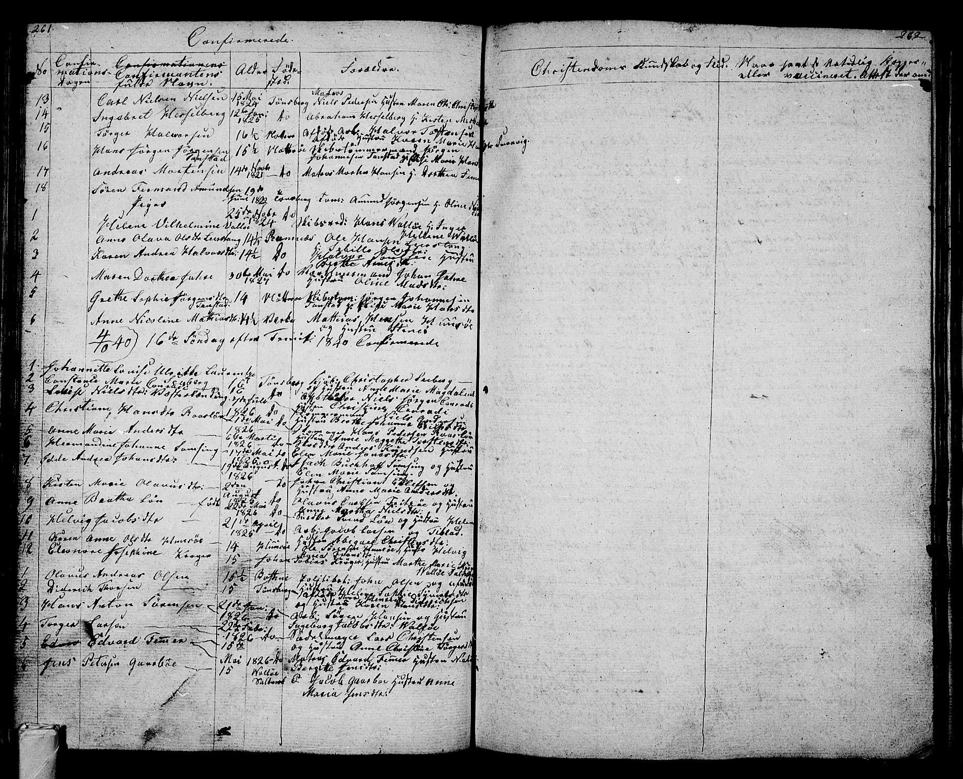 Tønsberg kirkebøker, AV/SAKO-A-330/G/Ga/L0002: Parish register (copy) no. 2, 1827-1854, p. 261-262