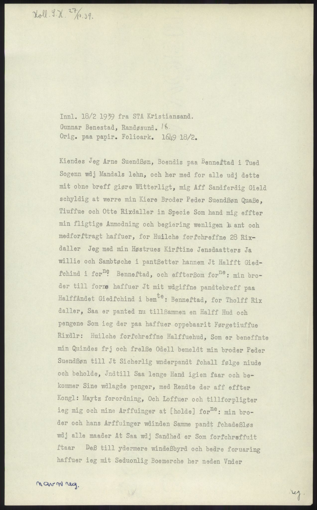 Samlinger til kildeutgivelse, Diplomavskriftsamlingen, AV/RA-EA-4053/H/Ha, p. 639