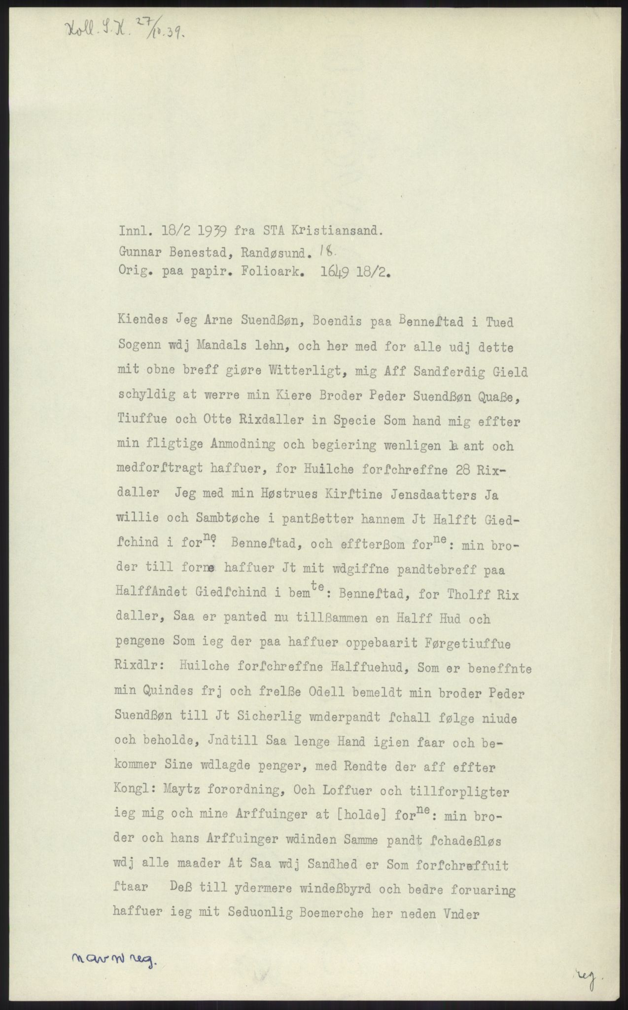 Samlinger til kildeutgivelse, Diplomavskriftsamlingen, RA/EA-4053/H/Ha, p. 639