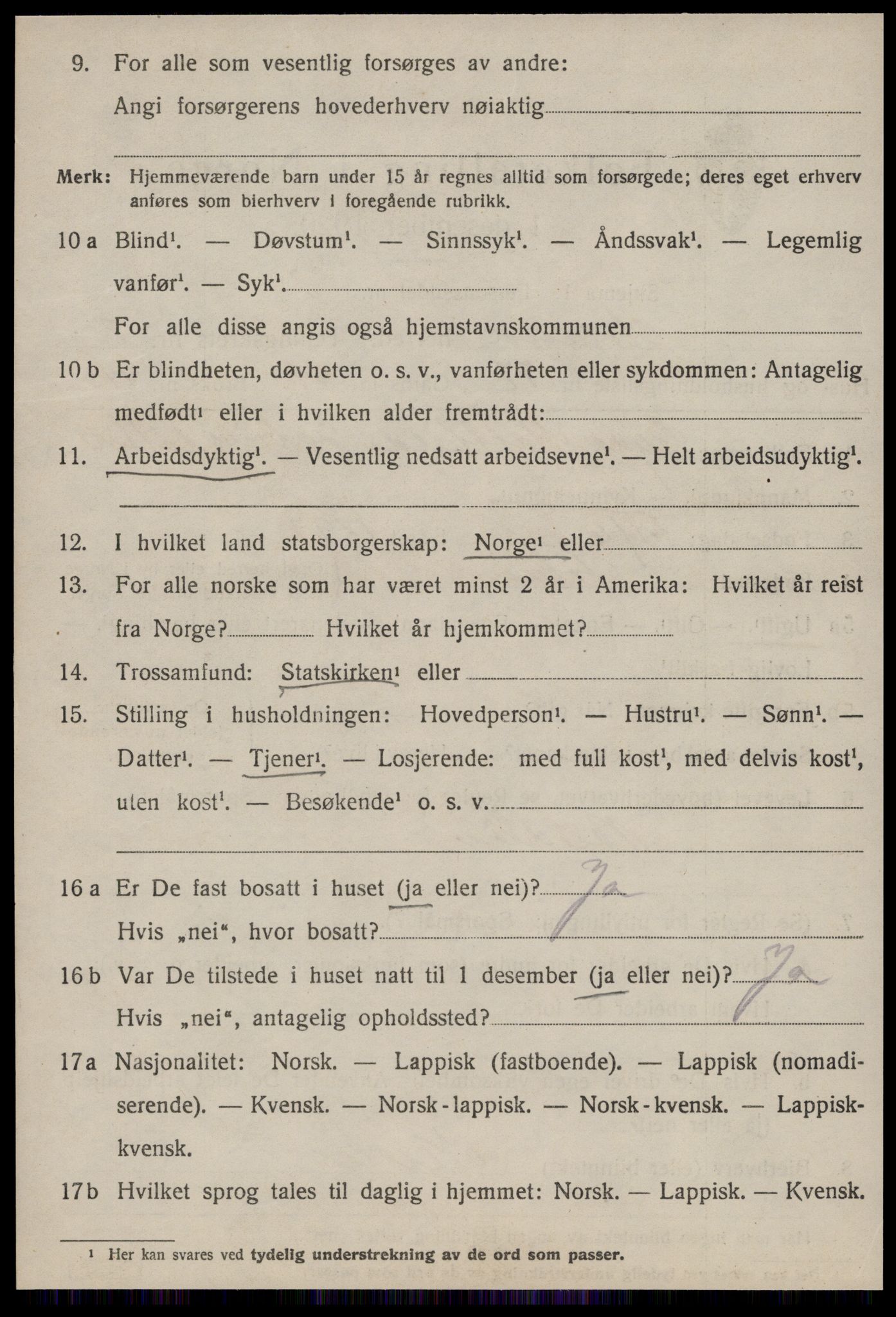 SAT, 1920 census for Ørland, 1920, p. 3388