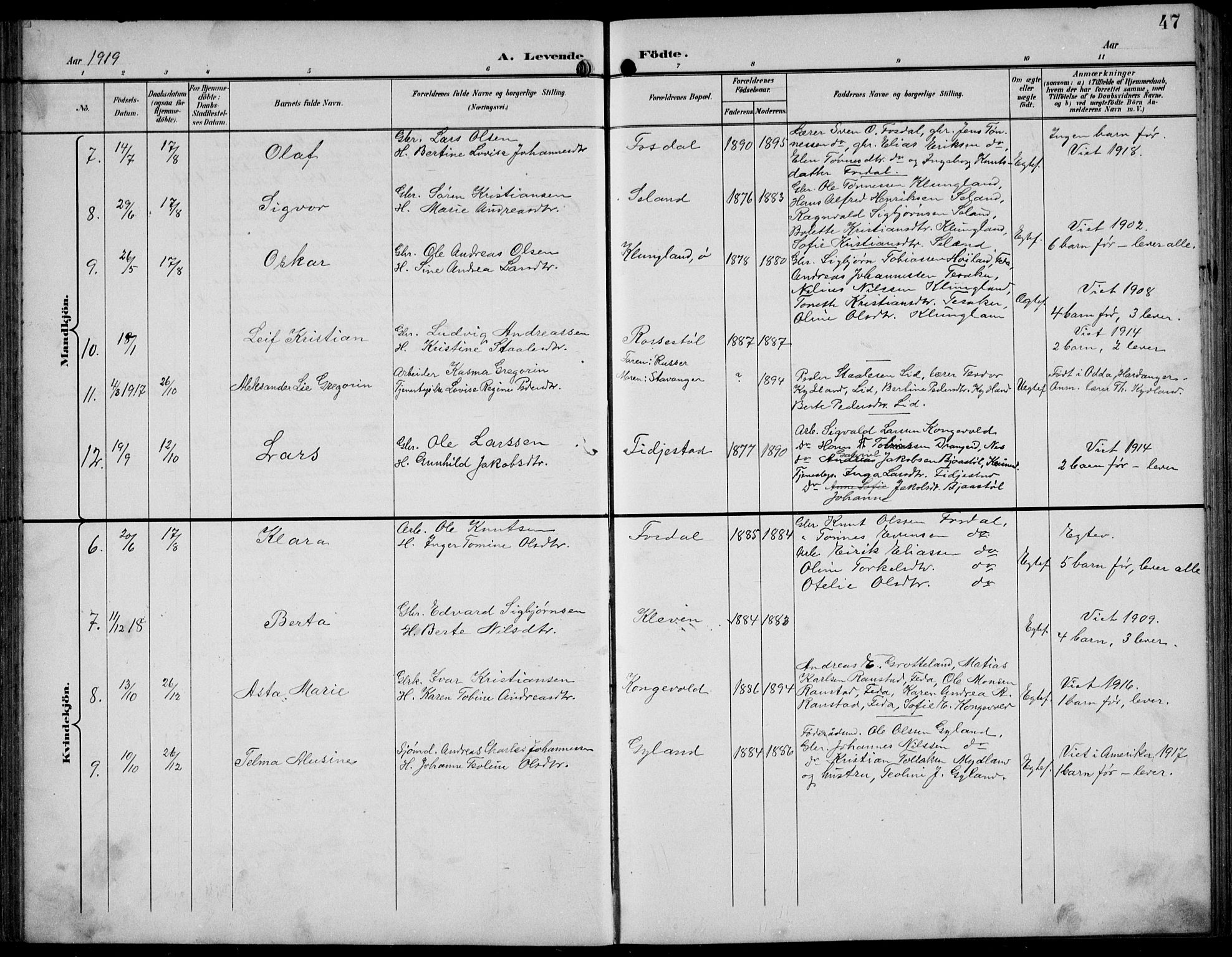 Bakke sokneprestkontor, AV/SAK-1111-0002/F/Fb/Fbb/L0004: Parish register (copy) no. B 4, 1896-1927, p. 47