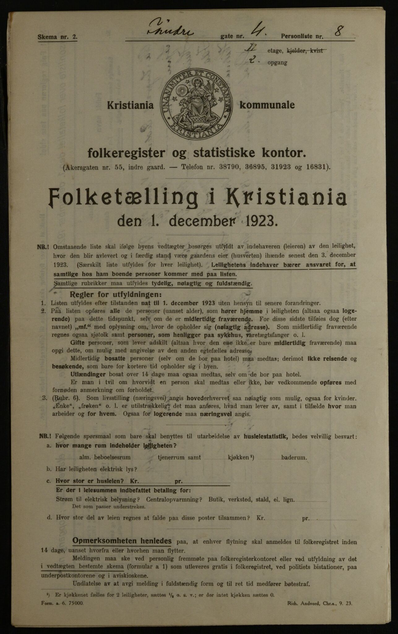 OBA, Municipal Census 1923 for Kristiania, 1923, p. 117748