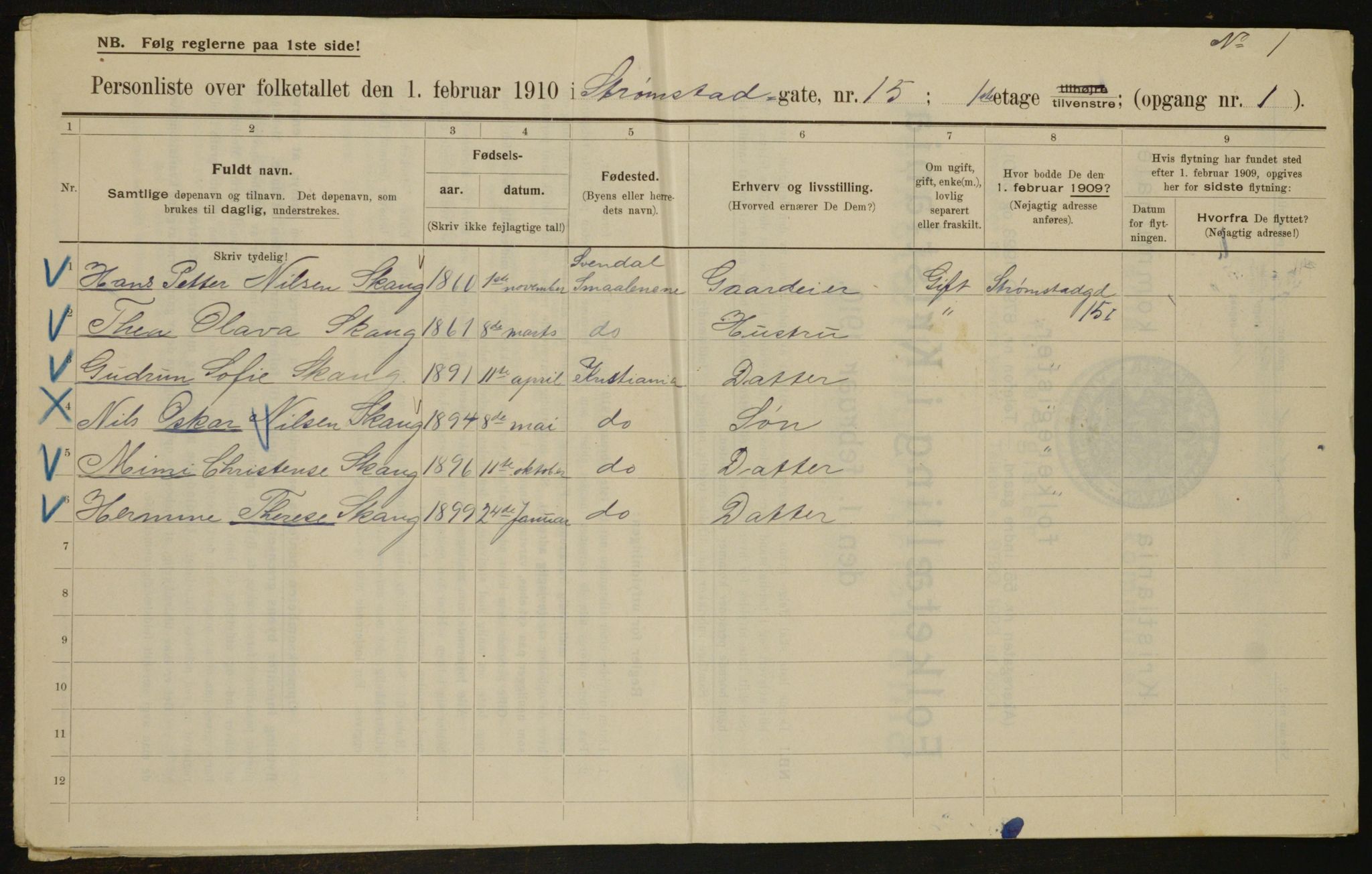 OBA, Municipal Census 1910 for Kristiania, 1910, p. 98639