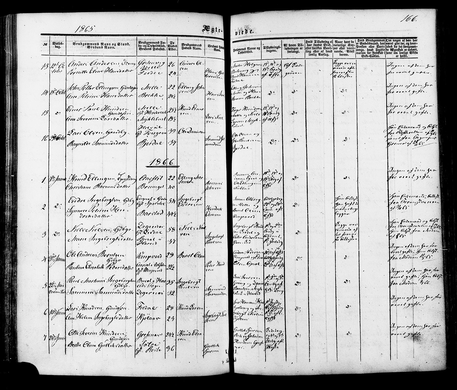 Ministerialprotokoller, klokkerbøker og fødselsregistre - Møre og Romsdal, AV/SAT-A-1454/513/L0175: Parish register (official) no. 513A02, 1856-1877, p. 166