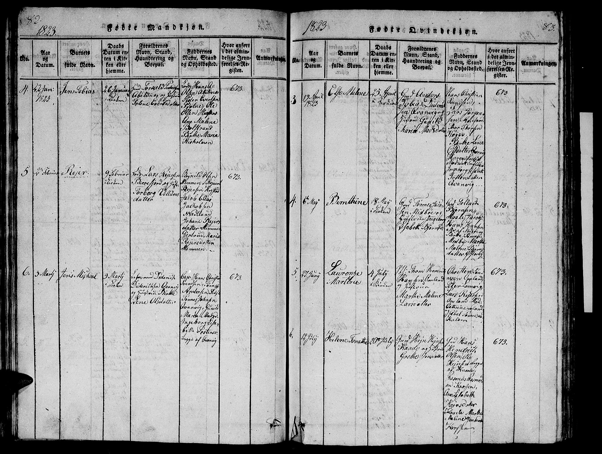 Flekkefjord sokneprestkontor, SAK/1111-0012/F/Fb/Fbb/L0001: Parish register (copy) no. B 1, 1815-1830, p. 82-83