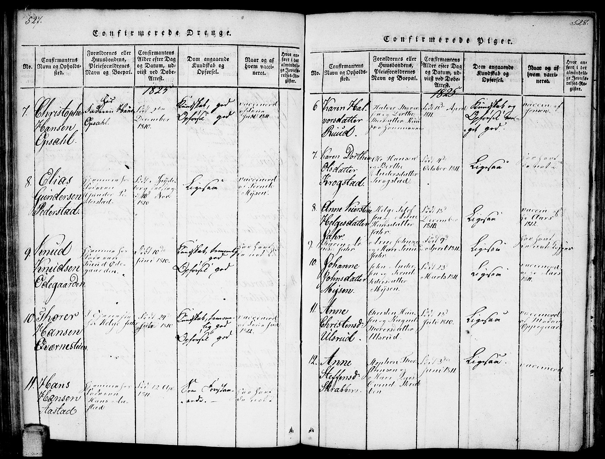 Enebakk prestekontor Kirkebøker, AV/SAO-A-10171c/F/Fa/L0006: Parish register (official) no. I 6, 1815-1832, p. 527-528