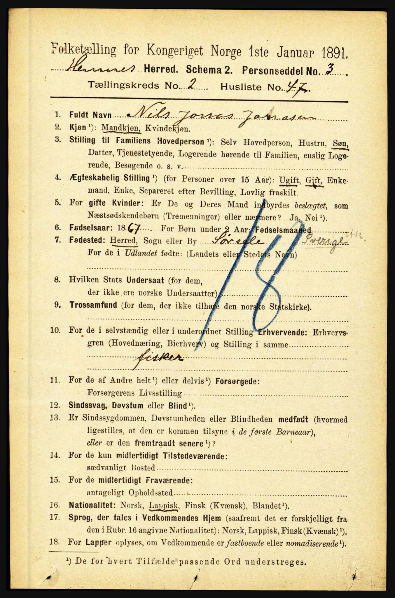 RA, 1891 census for 1832 Hemnes, 1891, p. 1552