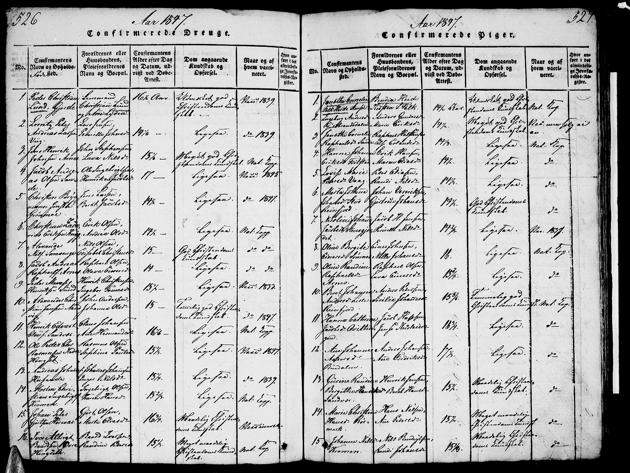 Ministerialprotokoller, klokkerbøker og fødselsregistre - Nordland, SAT/A-1459/812/L0186: Parish register (copy) no. 812C04, 1820-1849, p. 526-527