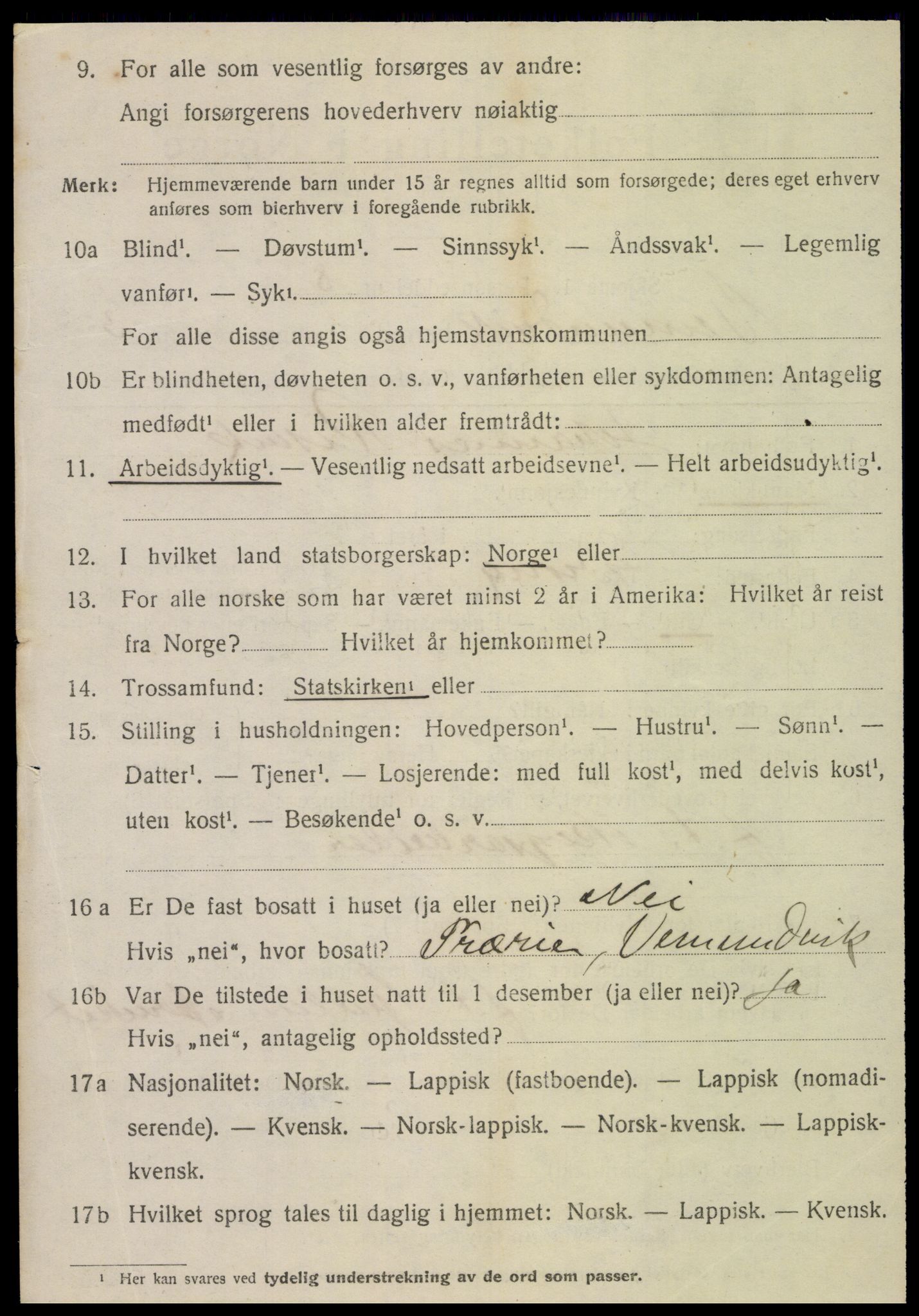 SAT, 1920 census for Vemundvik, 1920, p. 4214