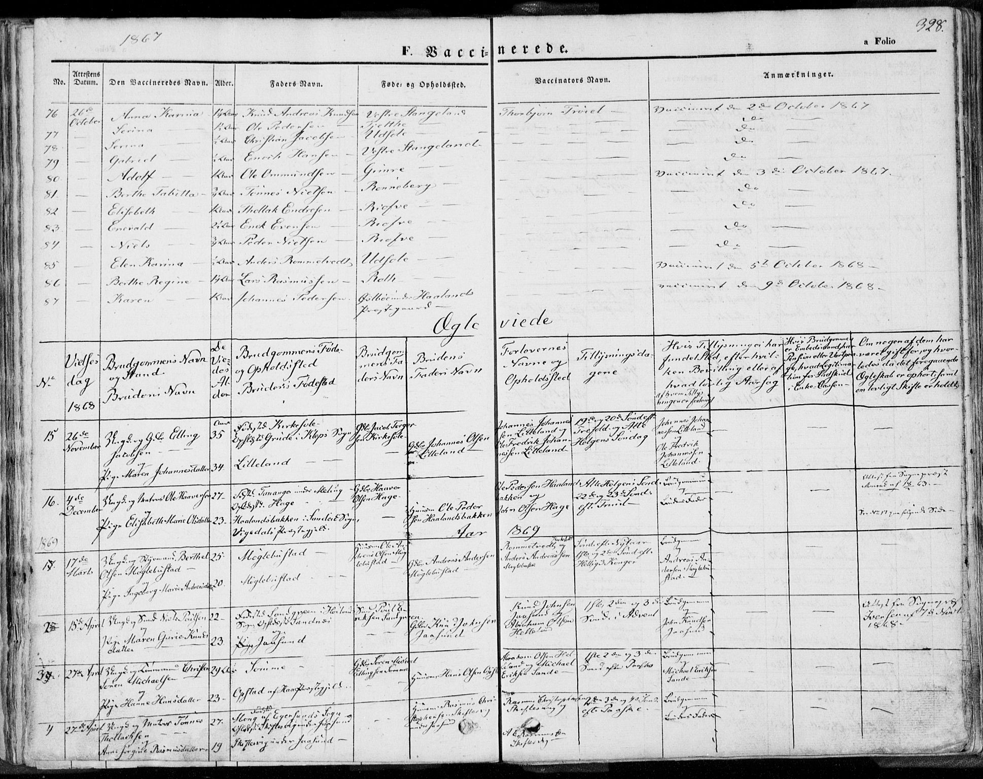 Håland sokneprestkontor, AV/SAST-A-101802/001/30BA/L0008: Parish register (official) no. A 7.2, 1854-1870, p. 328