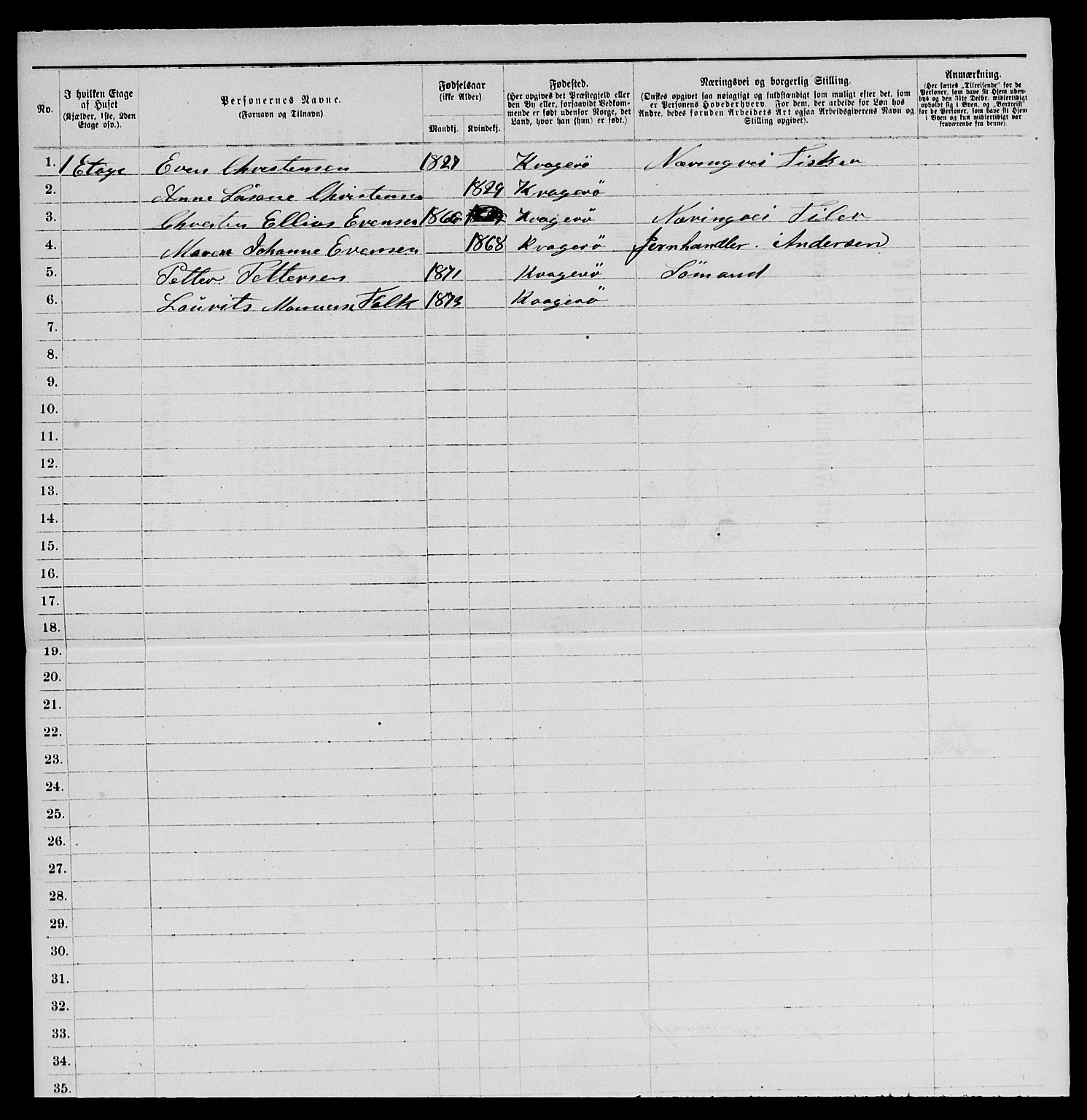 SAKO, 1885 census for 0801 Kragerø, 1885, p. 312