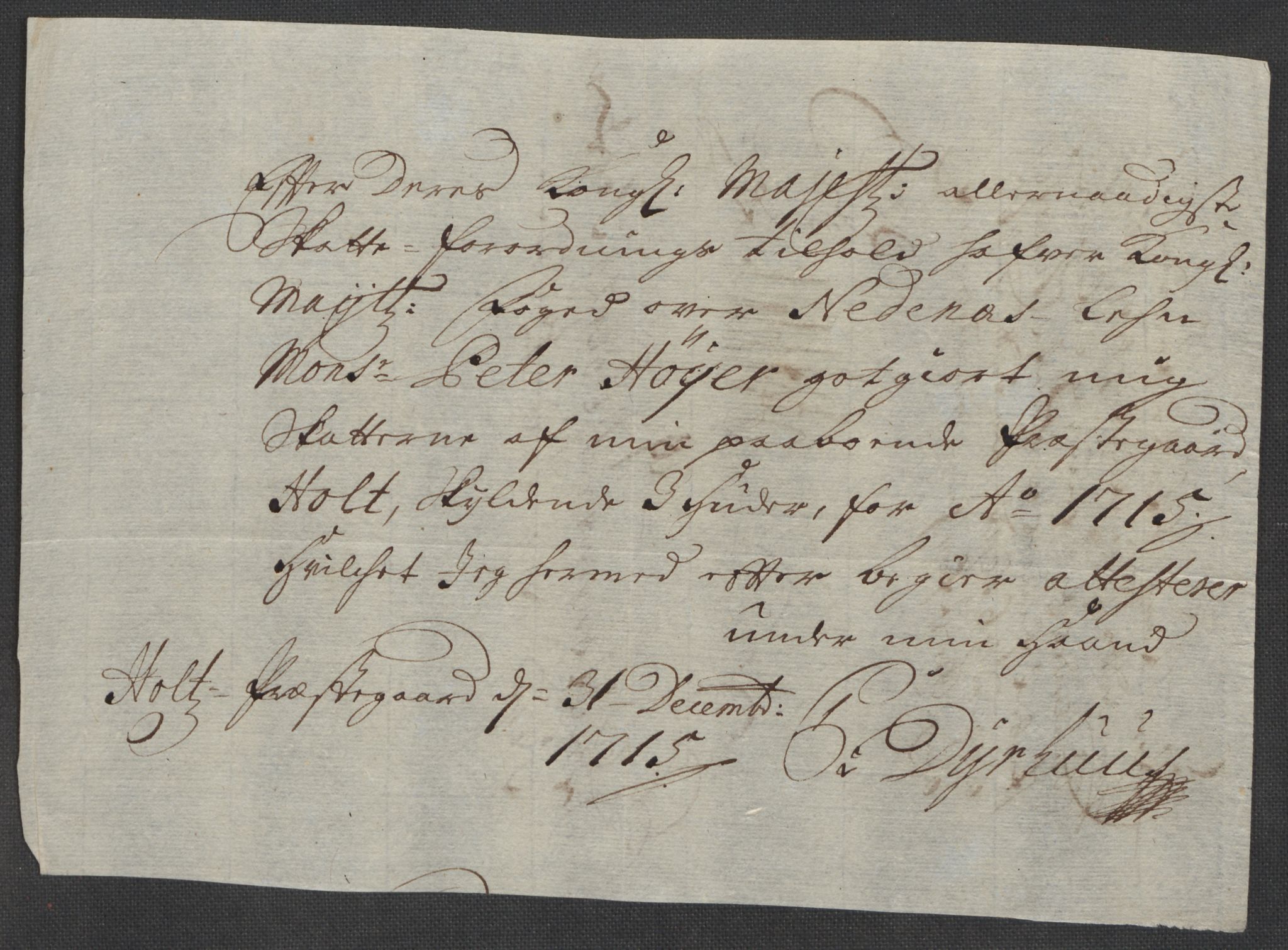 Rentekammeret inntil 1814, Reviderte regnskaper, Fogderegnskap, AV/RA-EA-4092/R39/L2323: Fogderegnskap Nedenes, 1715, p. 271