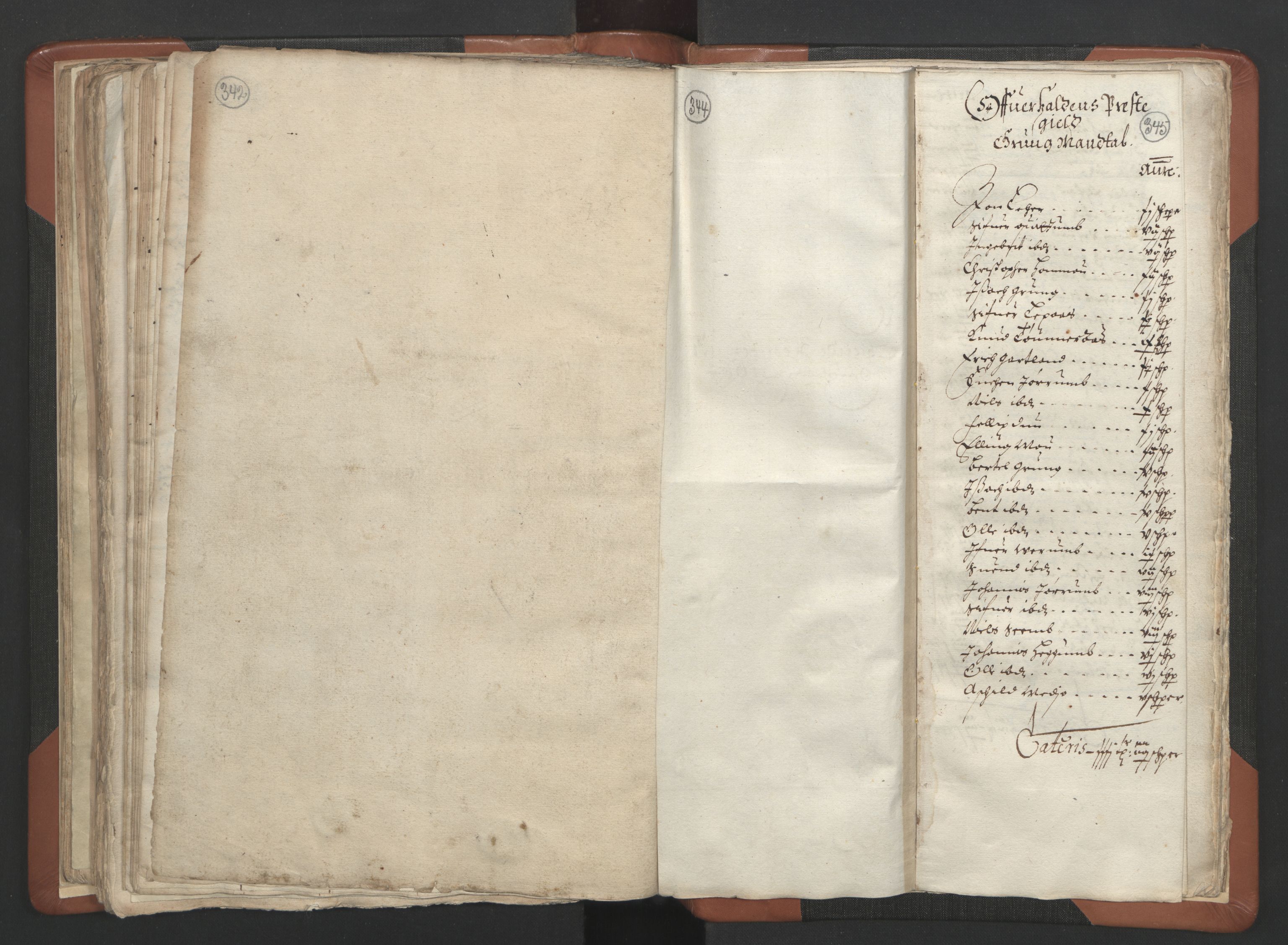 RA, Vicar's Census 1664-1666, no. 34: Namdal deanery, 1664-1666, p. 344-345