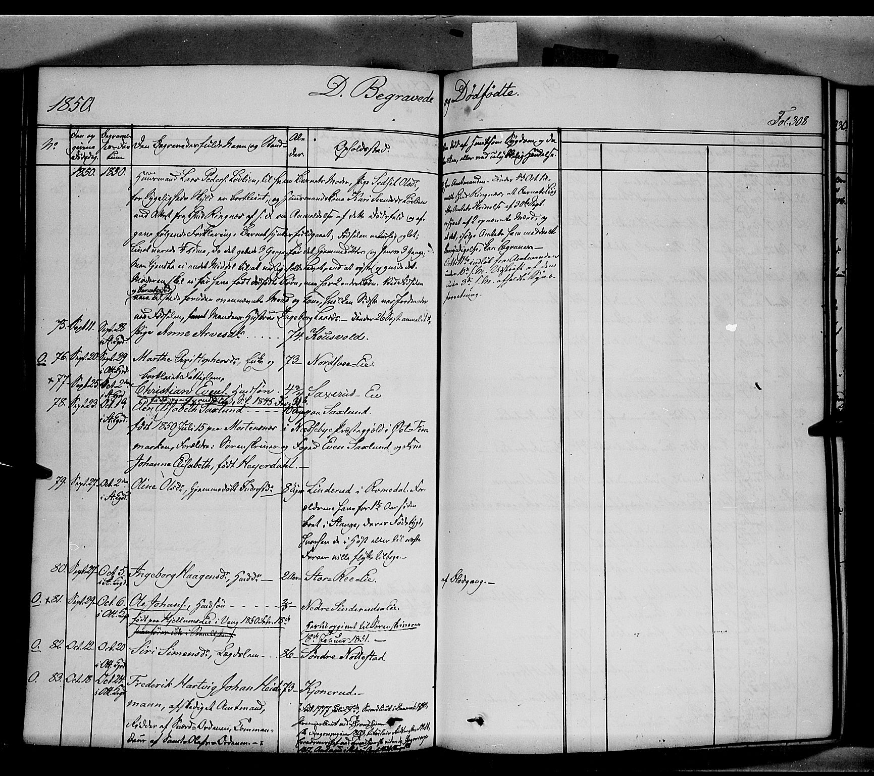 Stange prestekontor, SAH/PREST-002/K/L0011: Parish register (official) no. 11, 1846-1852, p. 308