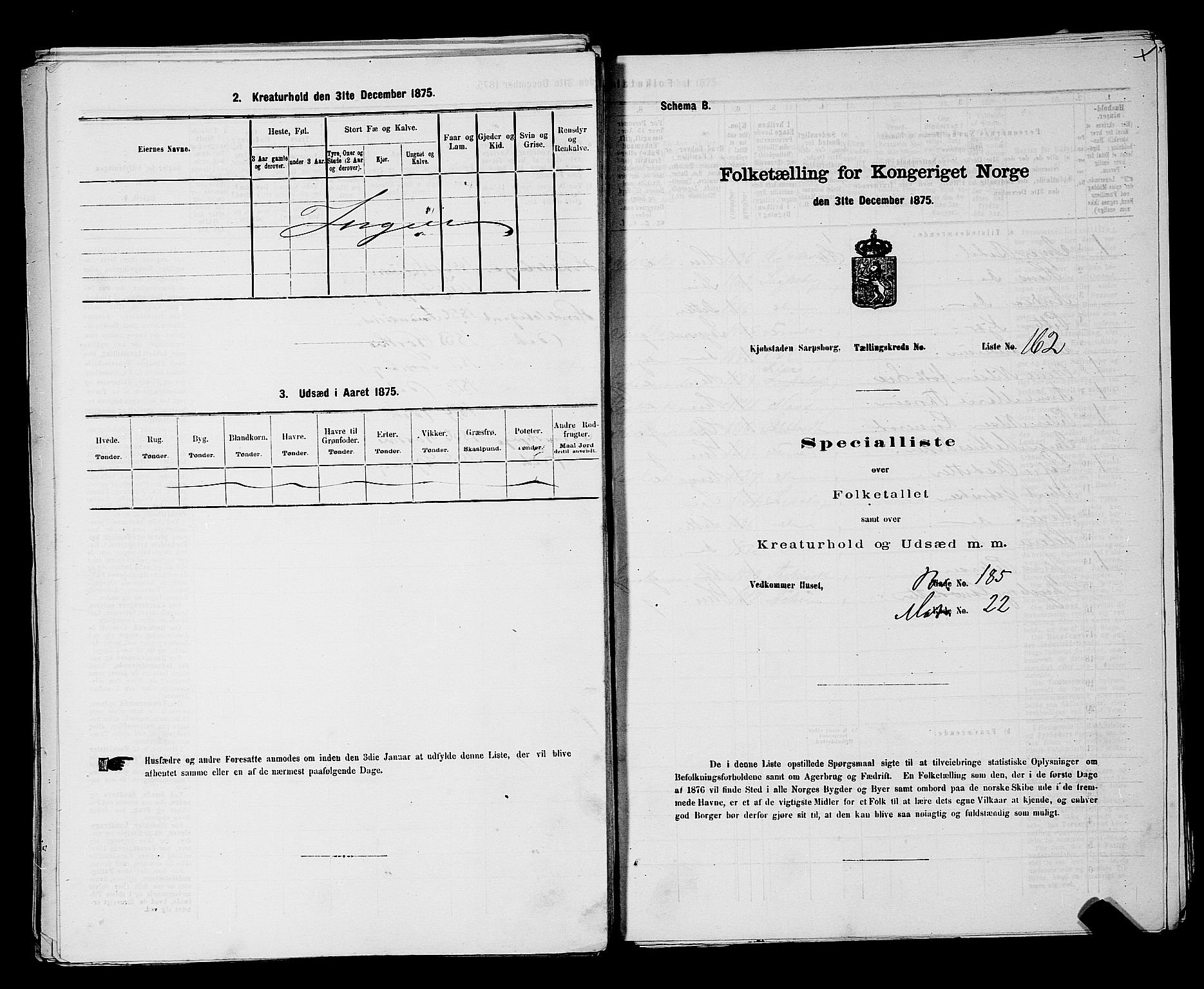 RA, 1875 census for 0102P Sarpsborg, 1875, p. 382