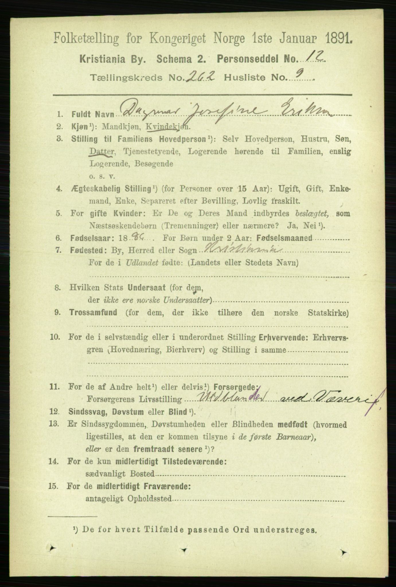 RA, 1891 census for 0301 Kristiania, 1891, p. 159265