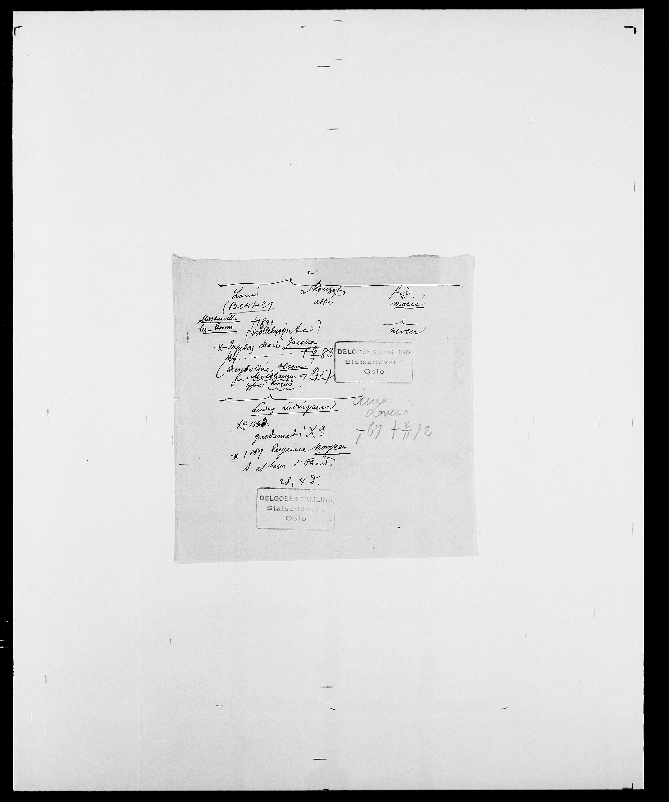 Delgobe, Charles Antoine - samling, AV/SAO-PAO-0038/D/Da/L0004: Bergendahl - Blære, p. 127