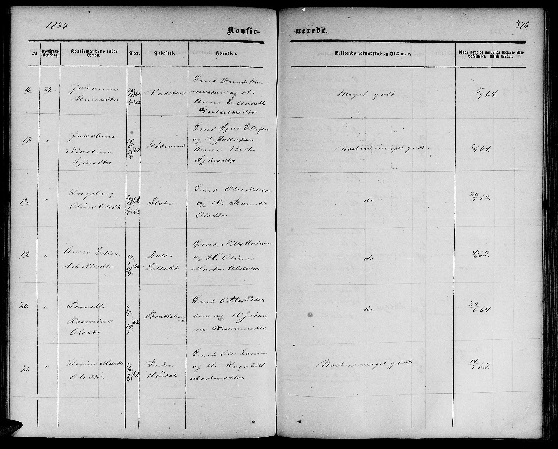 Ministerialprotokoller, klokkerbøker og fødselsregistre - Møre og Romsdal, AV/SAT-A-1454/511/L0157: Parish register (copy) no. 511C03, 1864-1884, p. 376