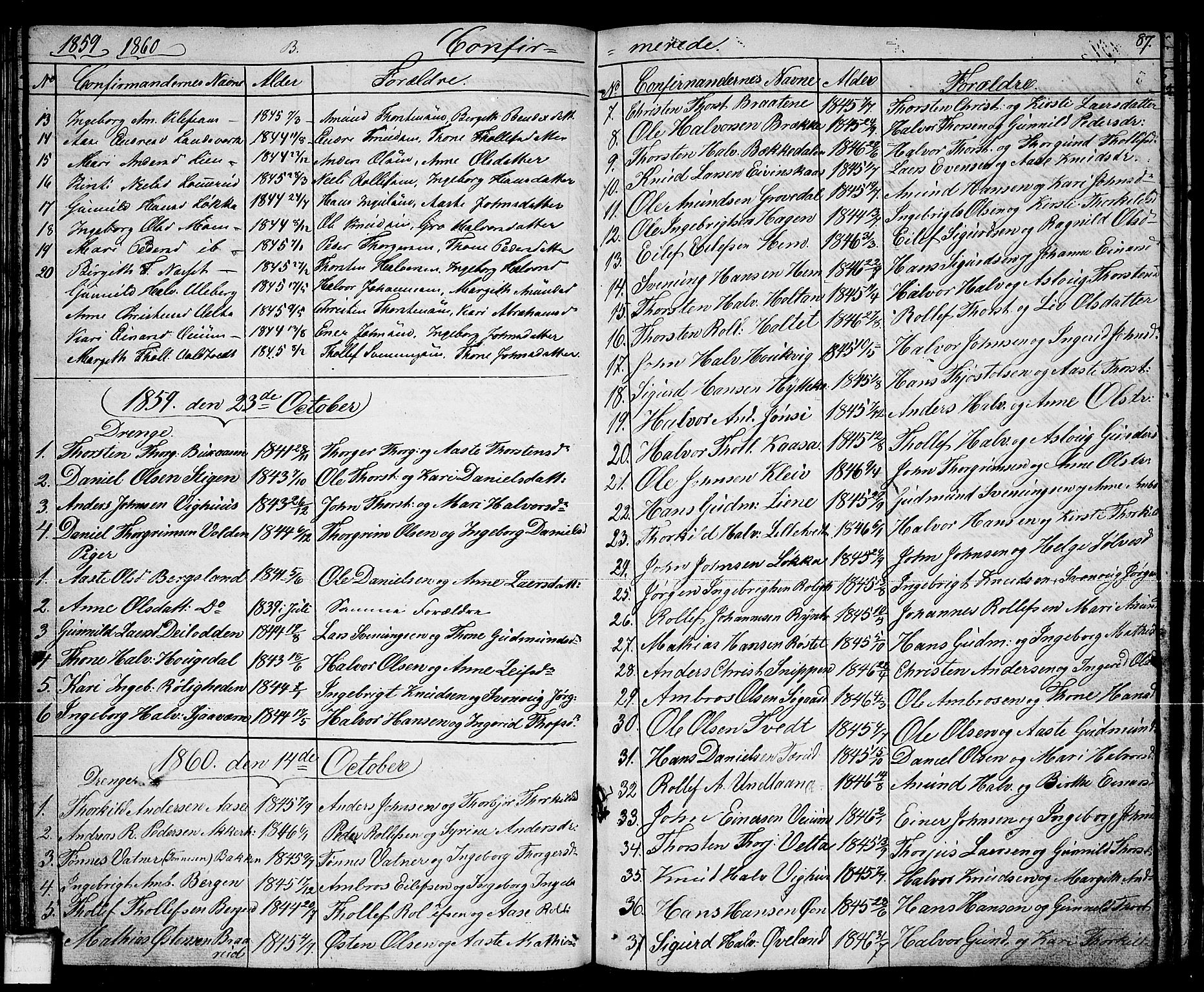 Sauherad kirkebøker, SAKO/A-298/G/Ga/L0002: Parish register (copy) no. I 2, 1842-1866, p. 87
