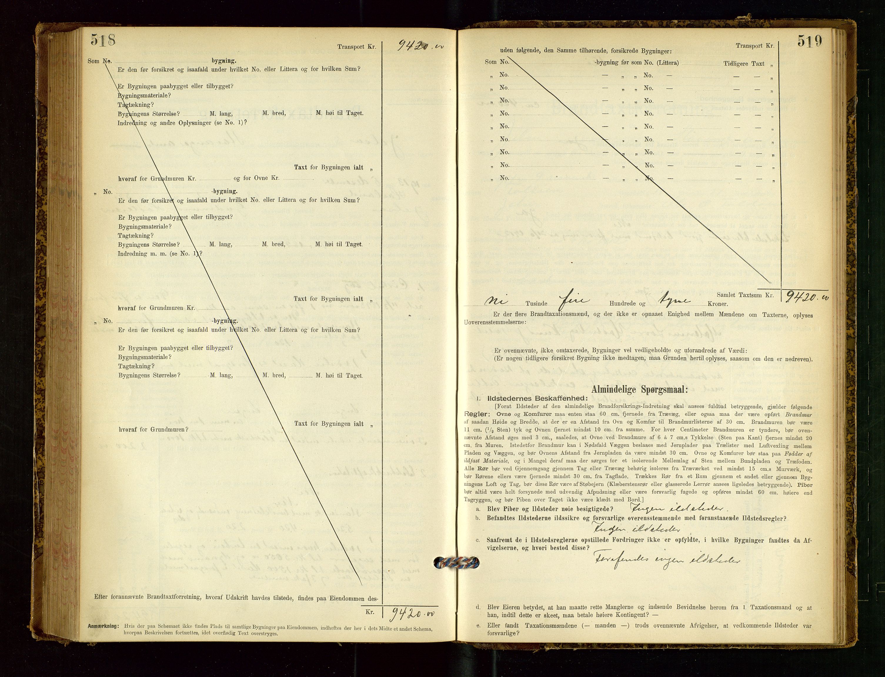 Jelsa lensmannskontor, SAST/A-100360/Gob/L0001: "Brandtaxationsprotocol", 1895-1918, p. 518-519