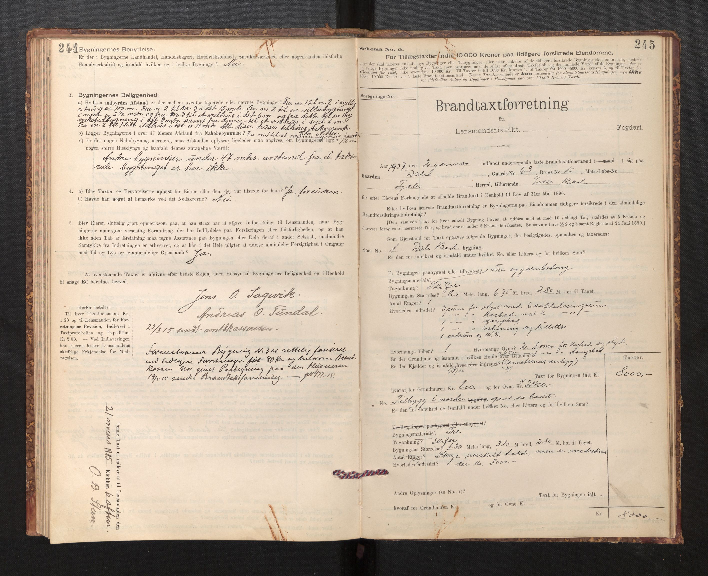 Lensmannen i Fjaler, SAB/A-27201/0012/L0006: Branntakstprotokoll, skjematakst, 1895-1937, p. 244-245