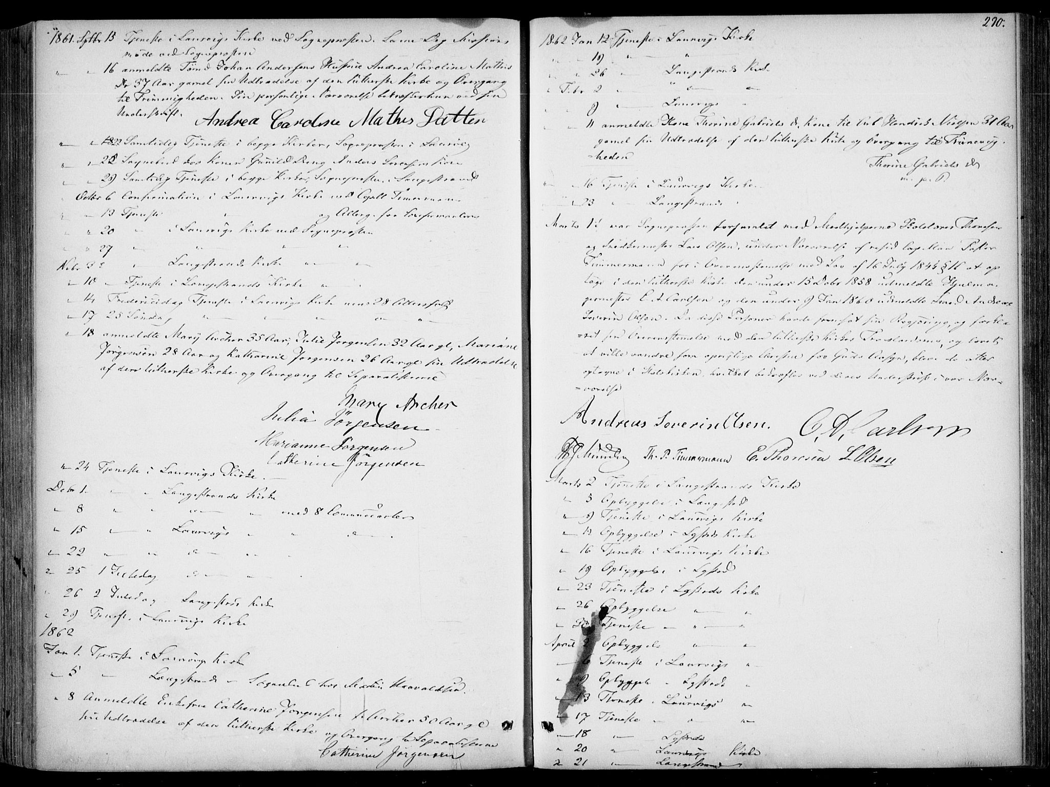 Larvik kirkebøker, SAKO/A-352/F/Fa/L0005: Parish register (official) no. I 5, 1856-1870, p. 290
