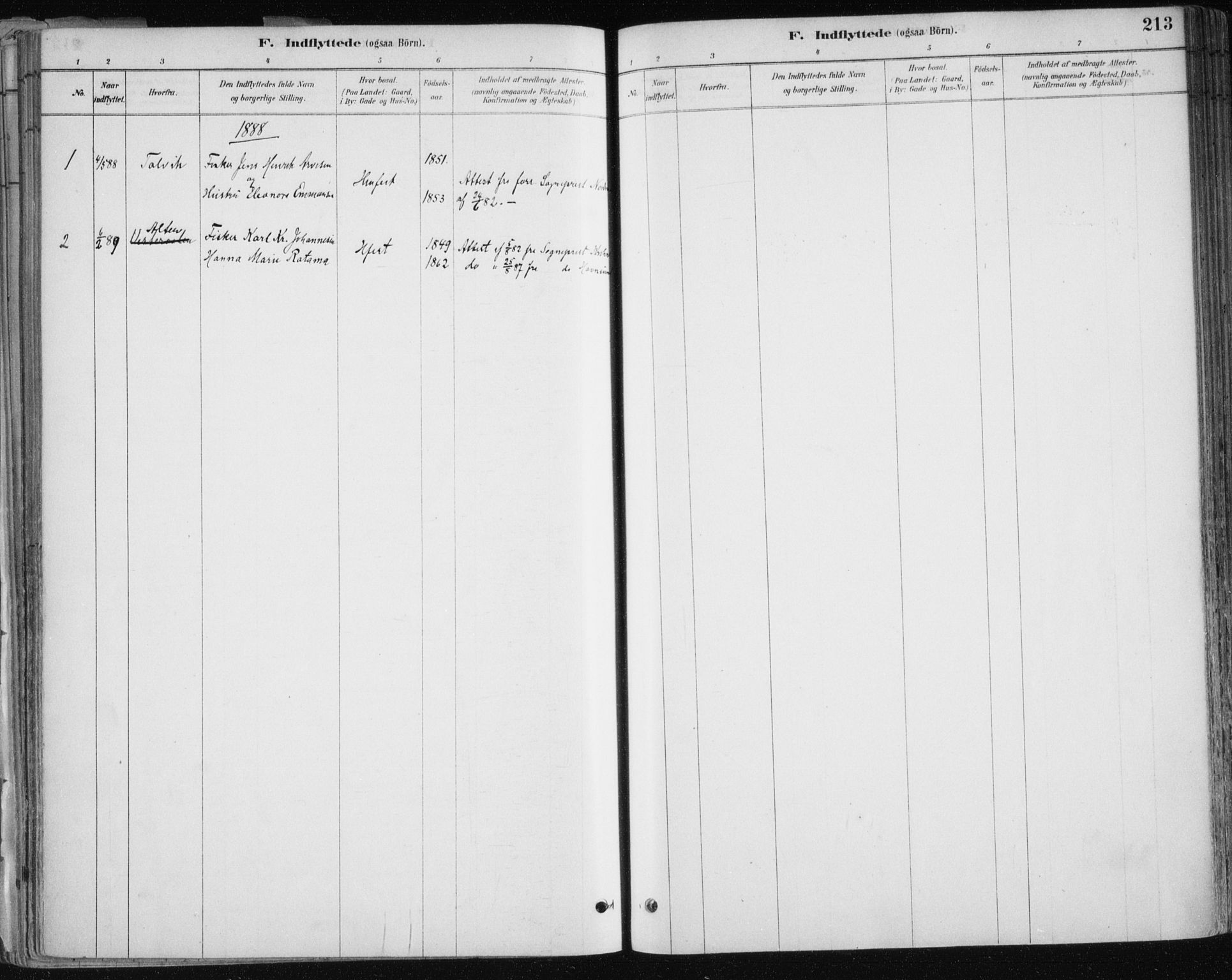 Hammerfest sokneprestkontor, SATØ/S-1347/H/Ha/L0008.kirke: Parish register (official) no. 8, 1878-1889, p. 213