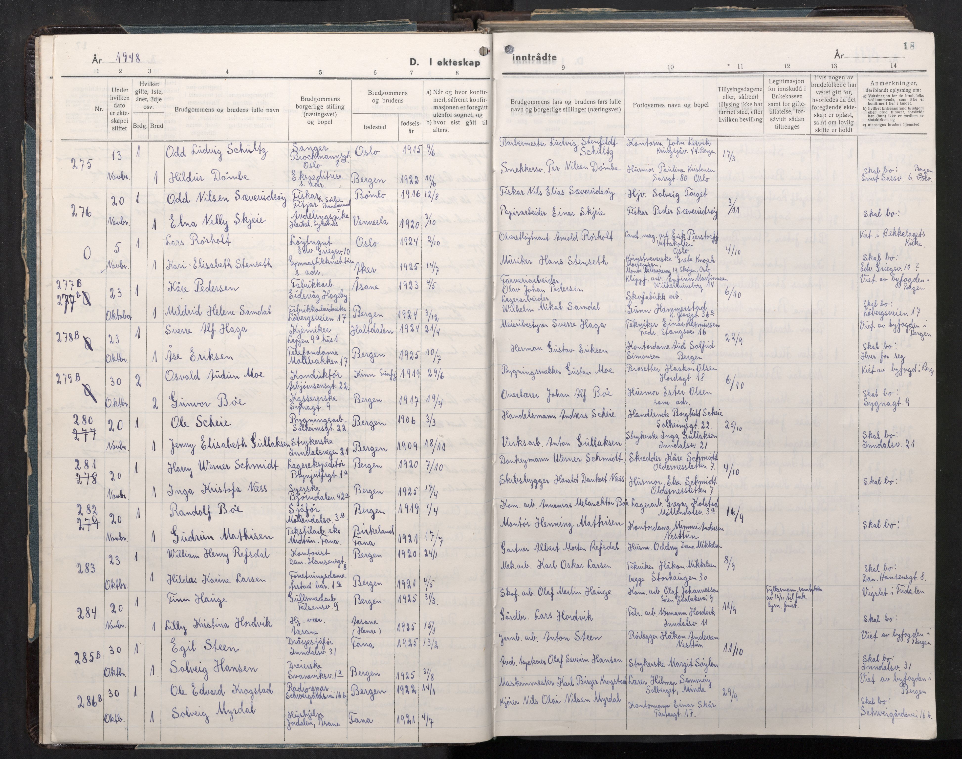 Årstad Sokneprestembete, AV/SAB-A-79301/H/Hab/L0022: Parish register (copy) no. C 4, 1948-1960, p. 17b-18a