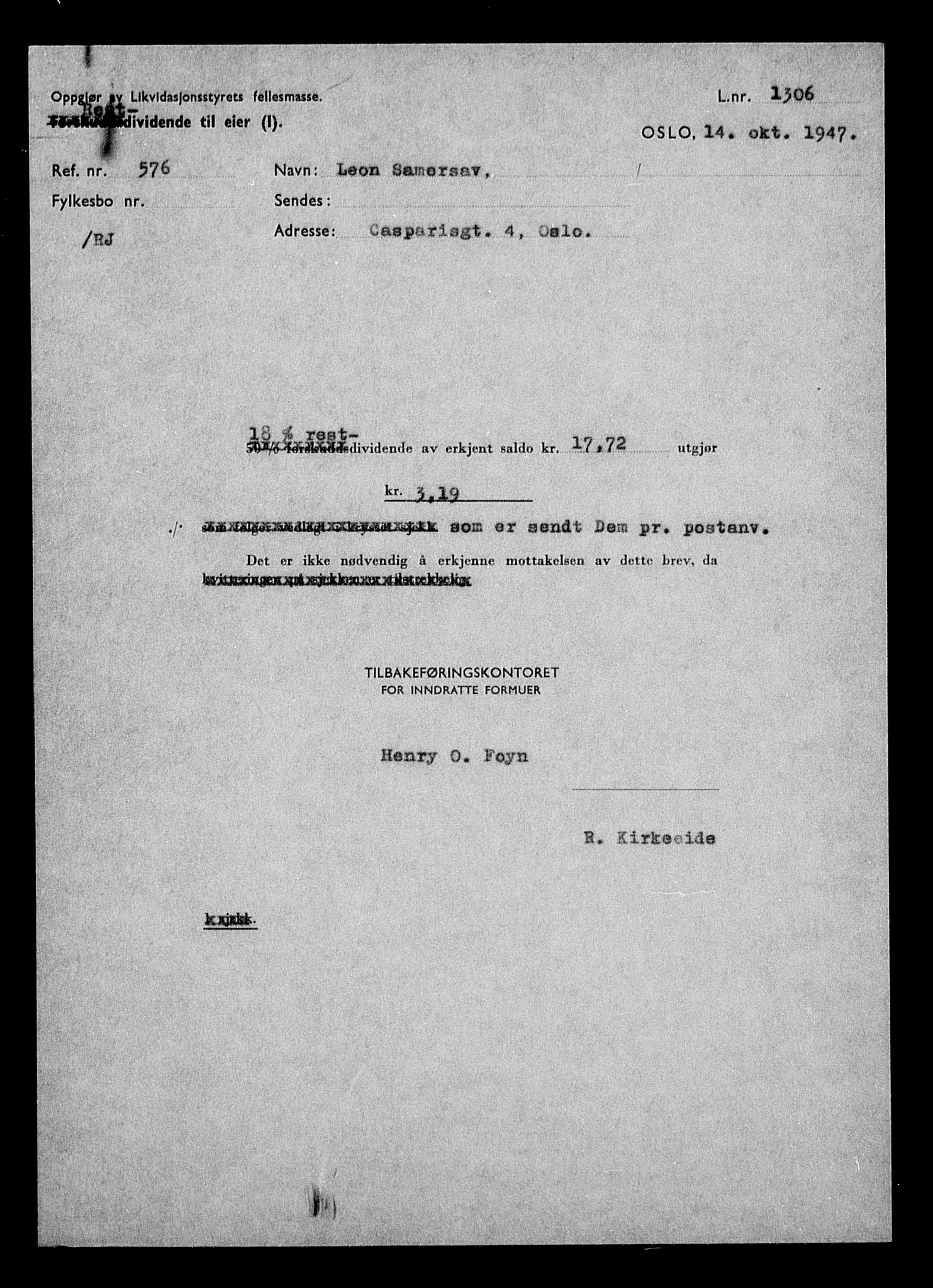 Justisdepartementet, Tilbakeføringskontoret for inndratte formuer, RA/S-1564/H/Hc/Hcc/L0976: --, 1945-1947, p. 571