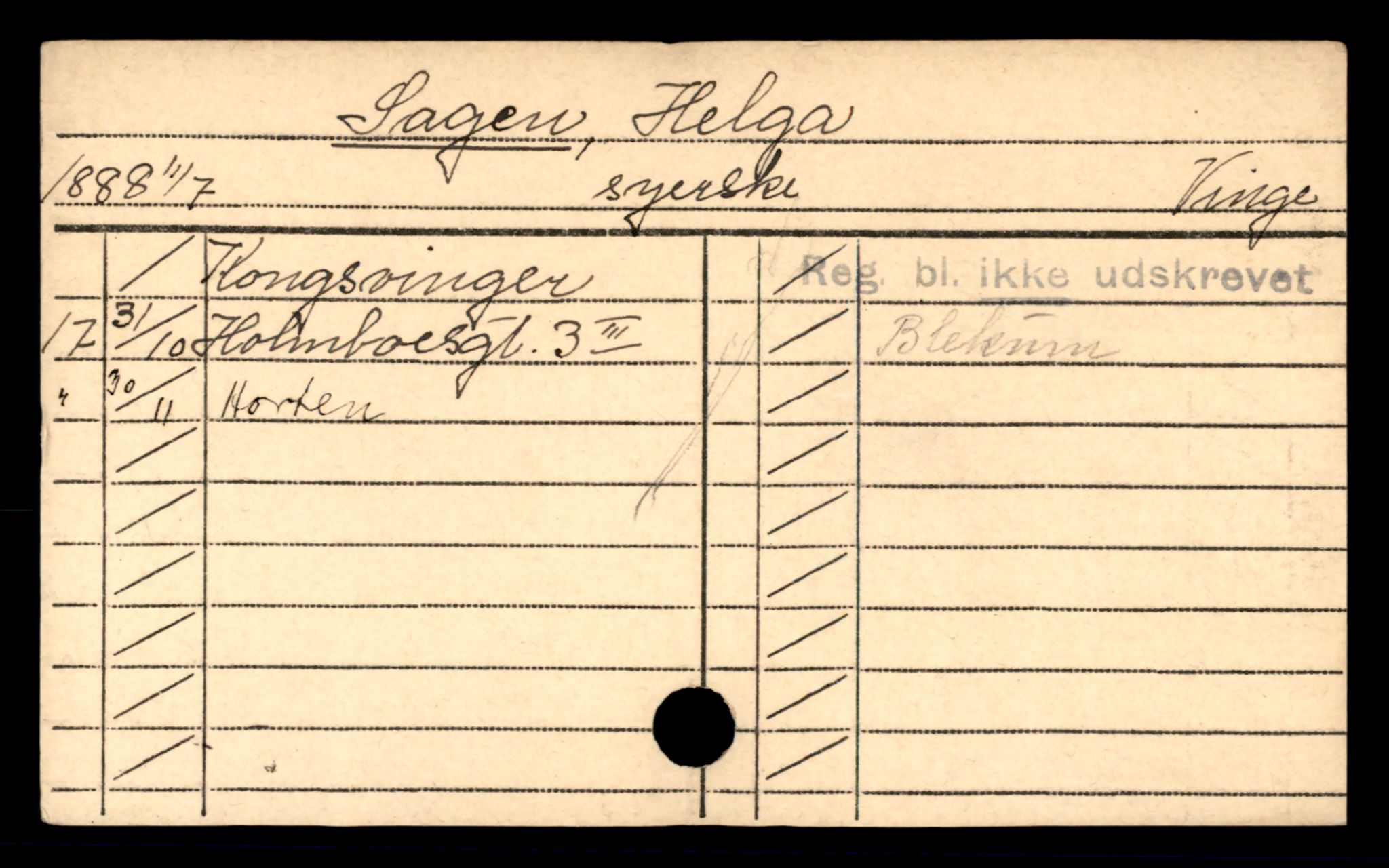 Oslo folkeregister, Registerkort, AV/SAO-A-11715/D/Df/L0005: Kvinner: Sagen Anna - Viken Thora, 1906-1918