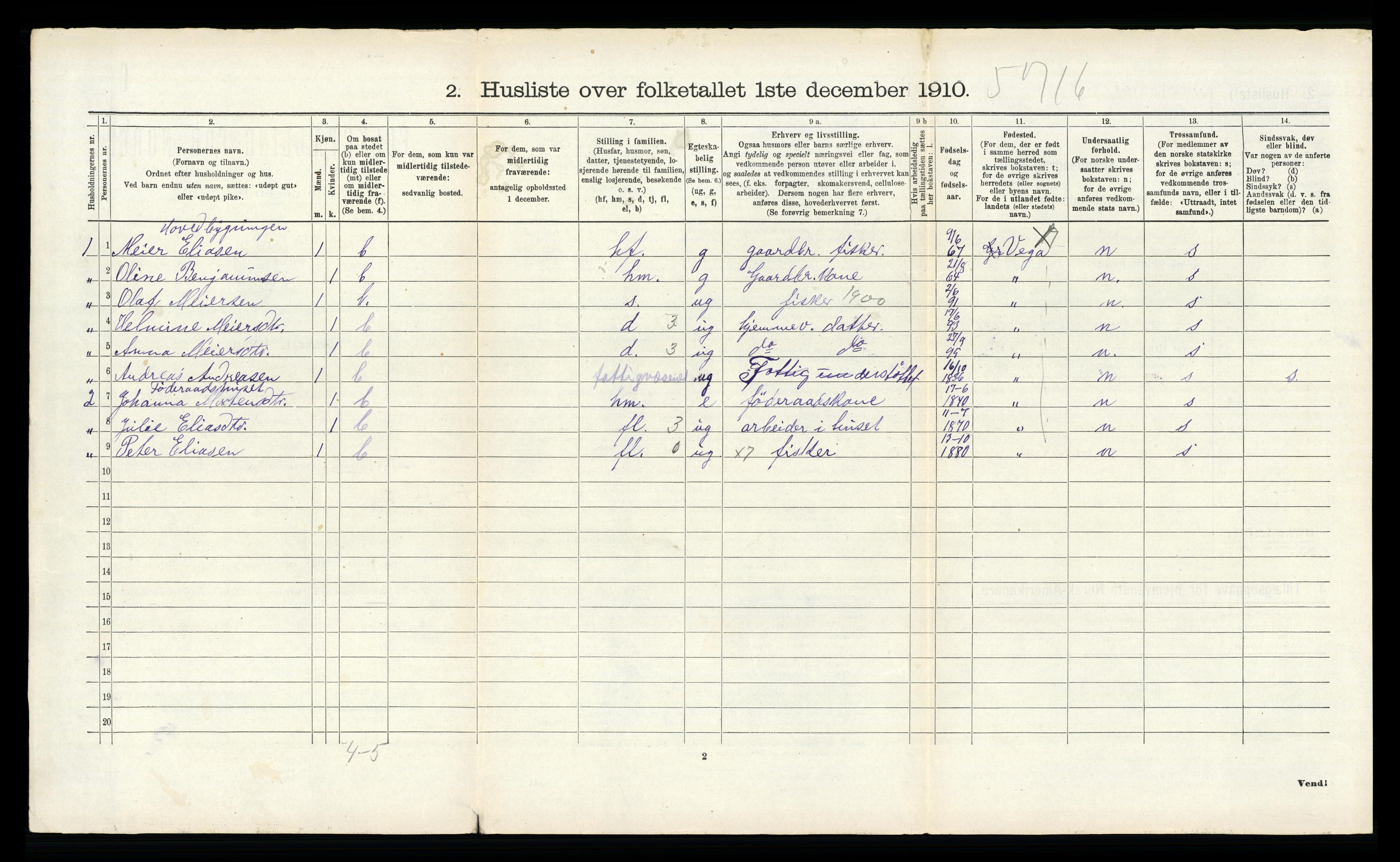 RA, 1910 census for Vega, 1910, p. 797