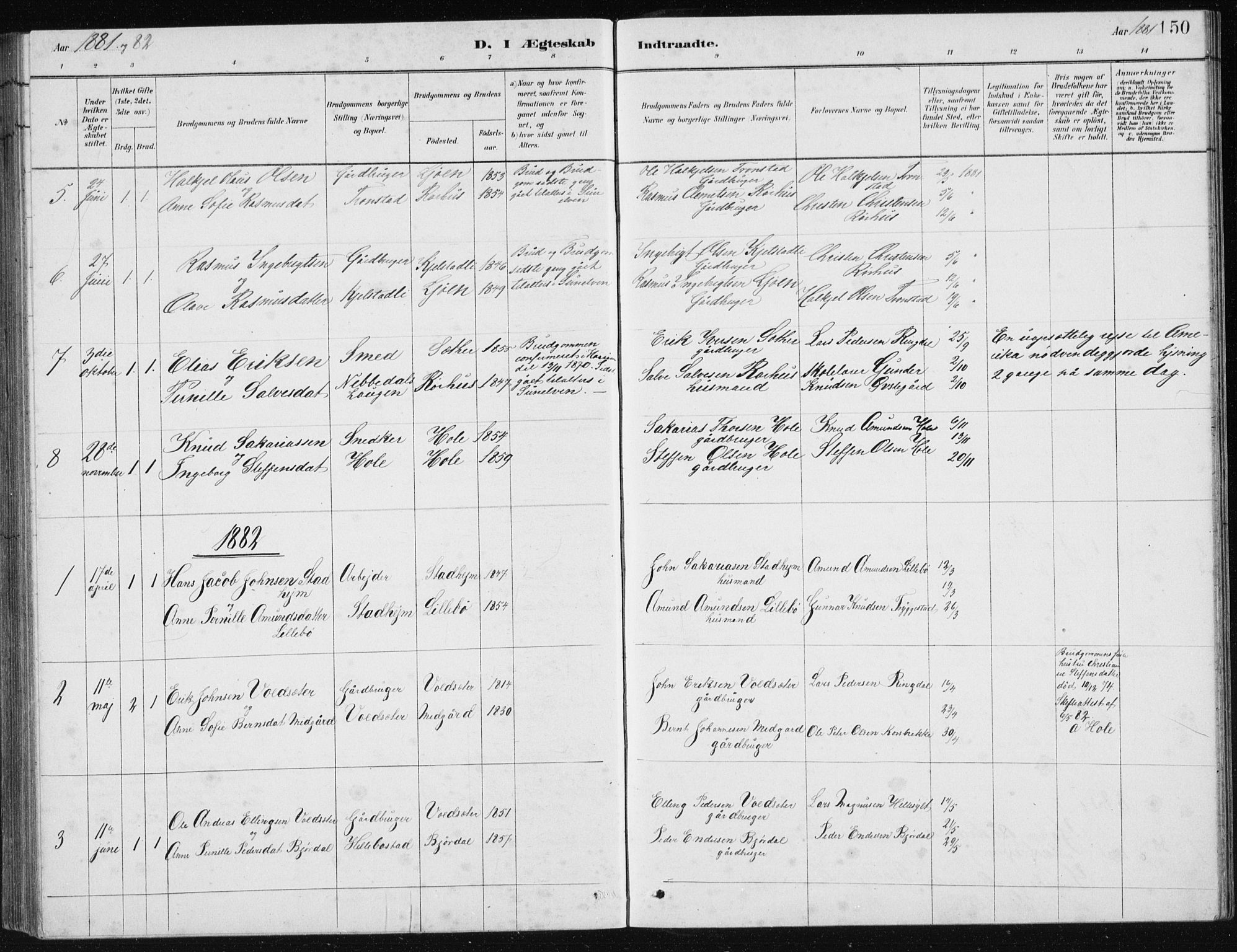 Ministerialprotokoller, klokkerbøker og fødselsregistre - Møre og Romsdal, SAT/A-1454/517/L0230: Parish register (copy) no. 517C03, 1879-1912, p. 150