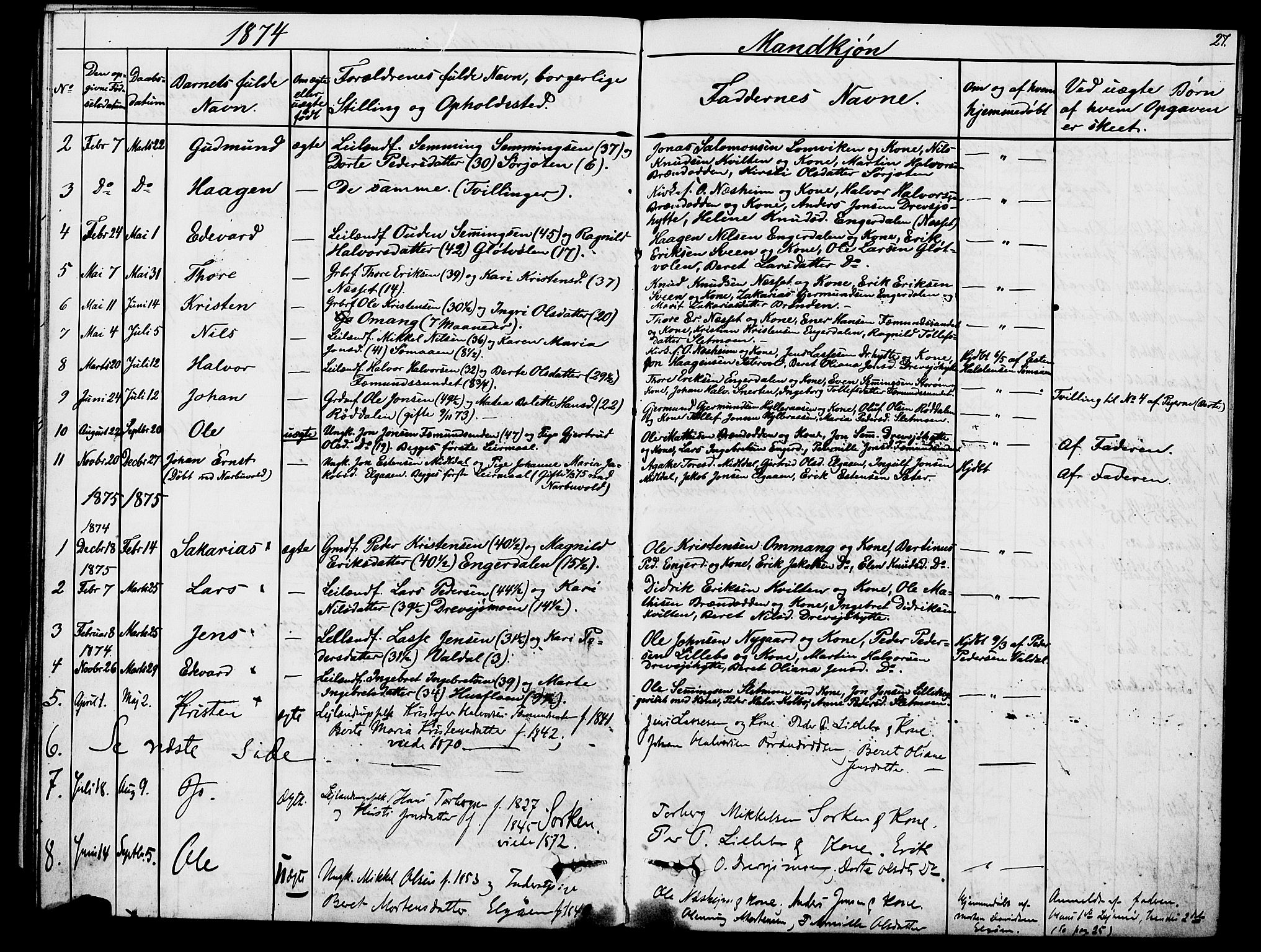 Rendalen prestekontor, SAH/PREST-054/H/Ha/Hab/L0002: Parish register (copy) no. 2, 1858-1880, p. 27