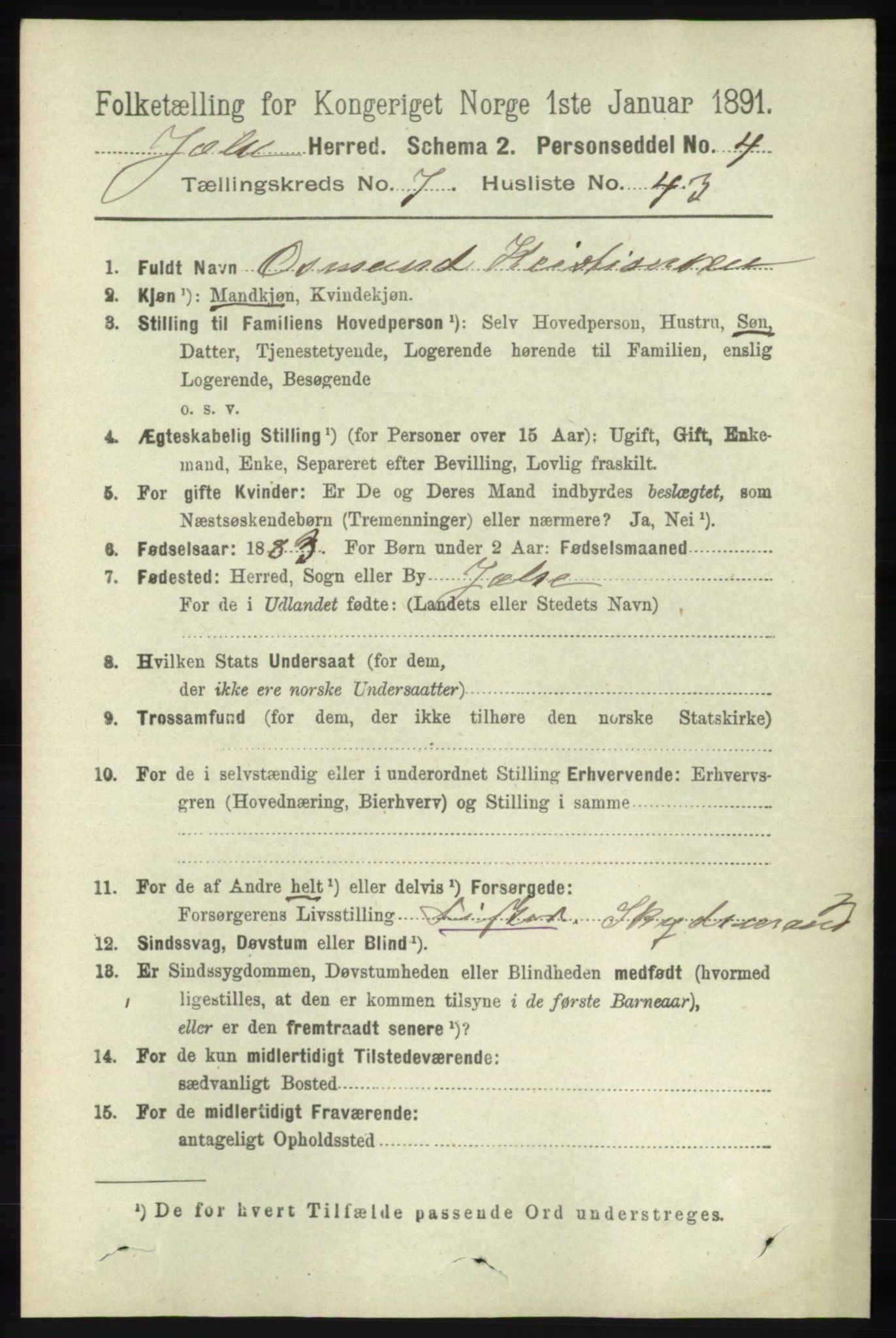 RA, 1891 census for 1138 Jelsa, 1891, p. 1738