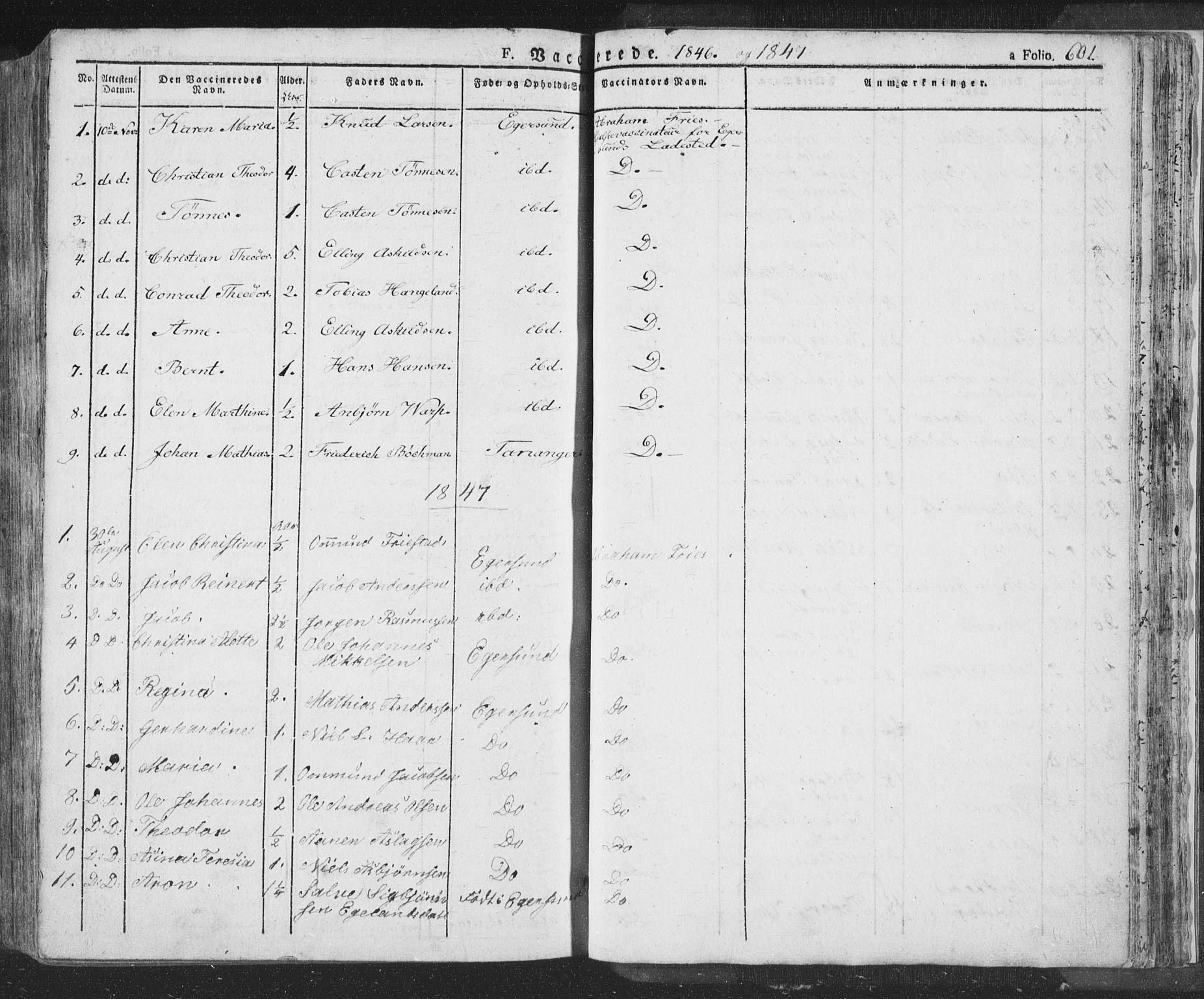 Eigersund sokneprestkontor, SAST/A-101807/S08/L0009: Parish register (official) no. A 9, 1827-1850, p. 601