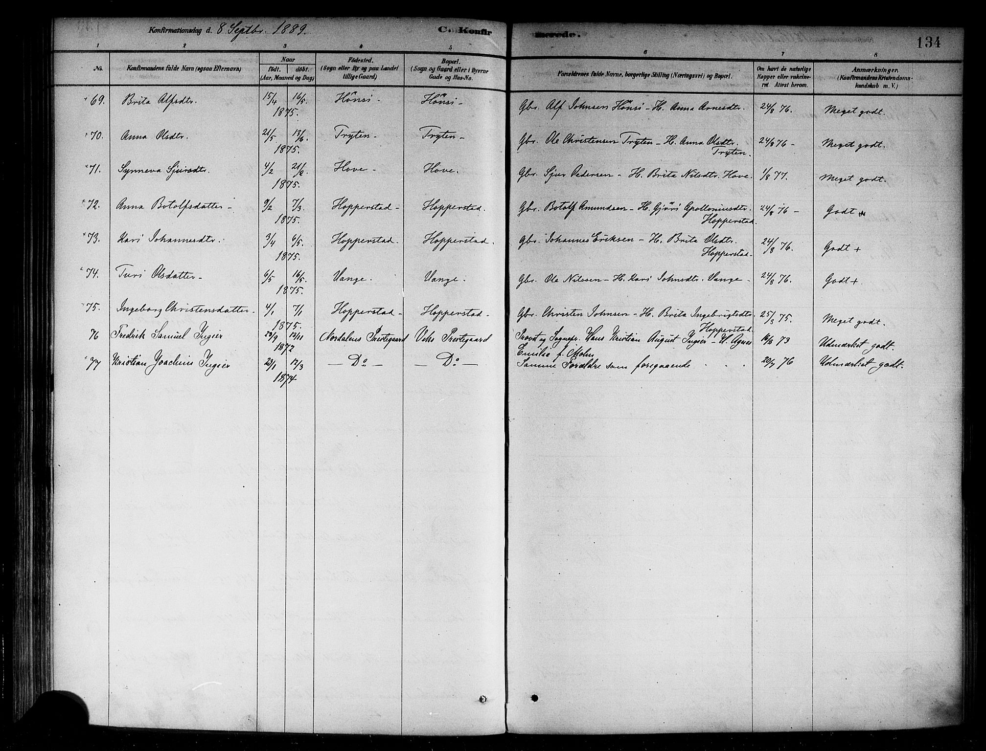 Vik sokneprestembete, AV/SAB-A-81501/H/Haa/Haab/L0001: Parish register (official) no. B 1, 1878-1890, p. 134