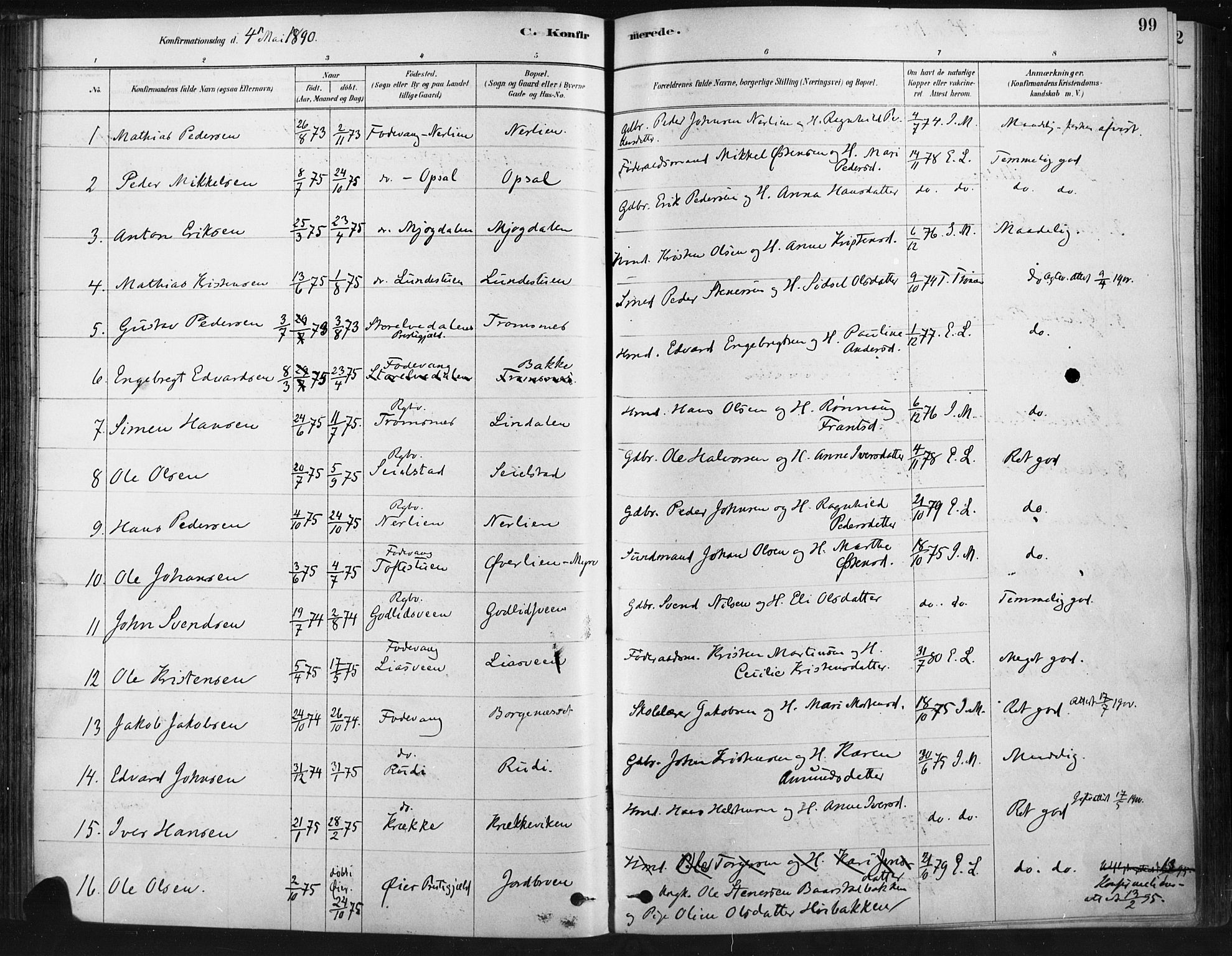 Ringebu prestekontor, SAH/PREST-082/H/Ha/Haa/L0009: Parish register (official) no. 9, 1878-1898, p. 99