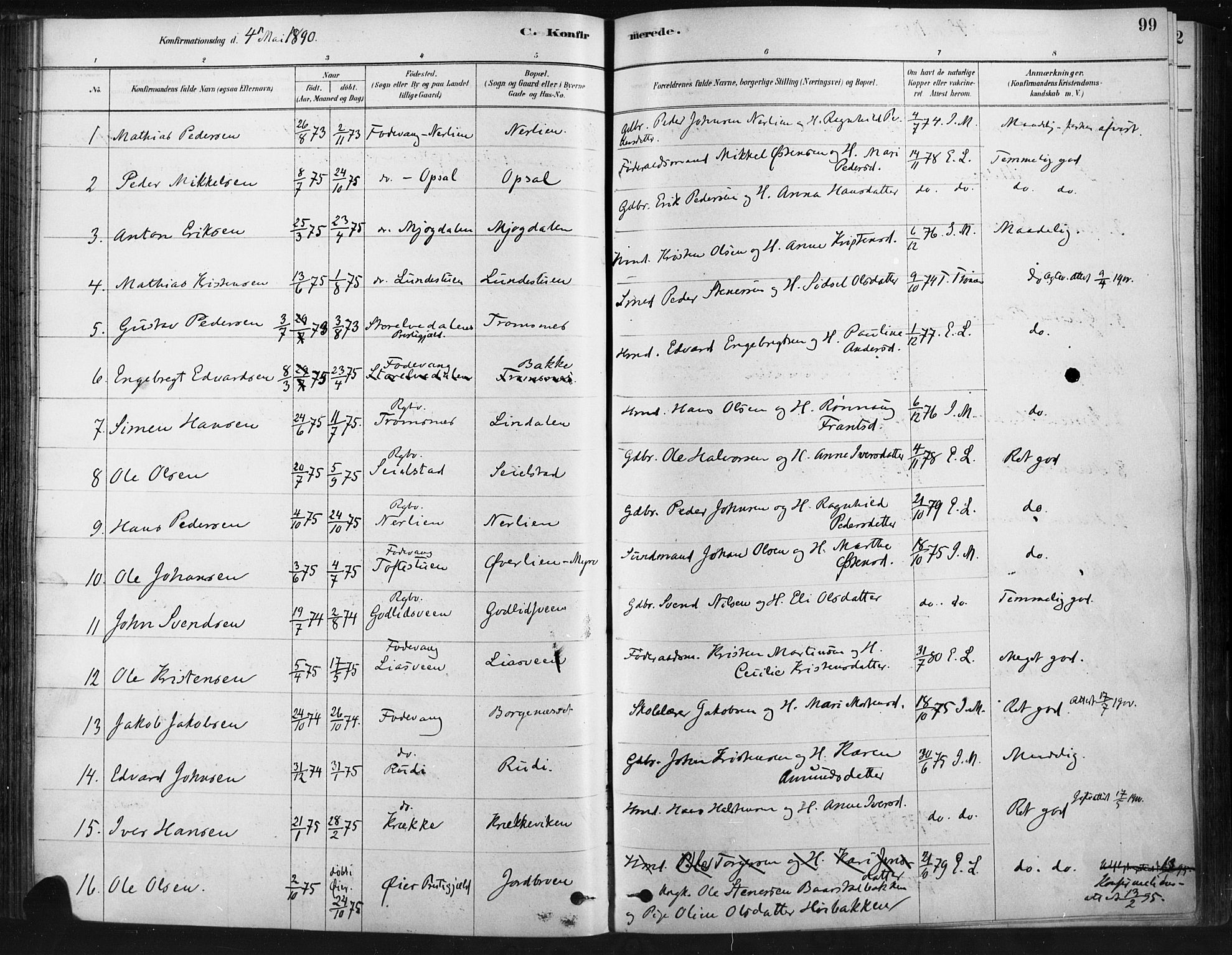 Ringebu prestekontor, AV/SAH-PREST-082/H/Ha/Haa/L0009: Parish register (official) no. 9, 1878-1898, p. 99