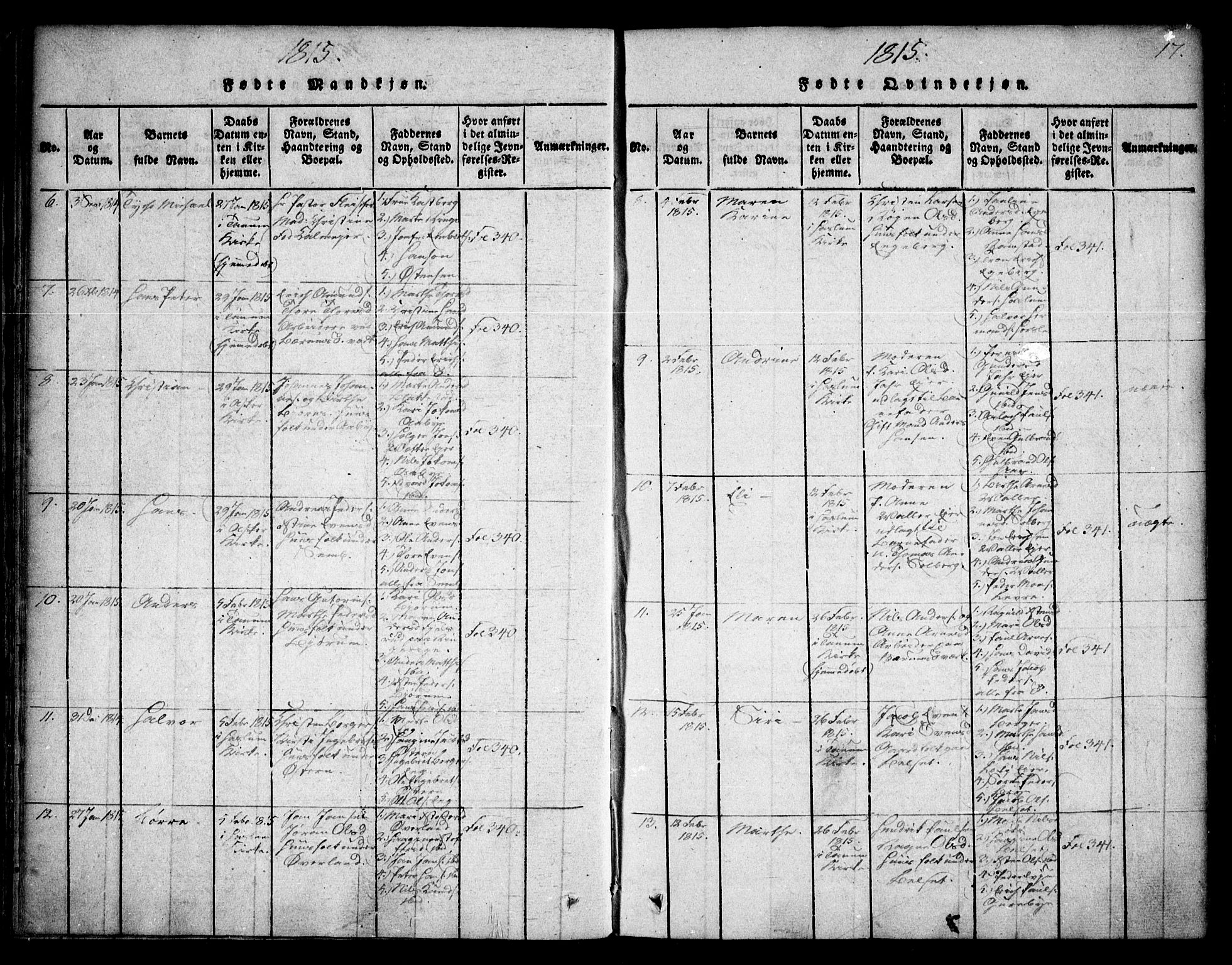 Asker prestekontor Kirkebøker, AV/SAO-A-10256a/F/Fa/L0006: Parish register (official) no. I 6, 1814-1824, p. 17