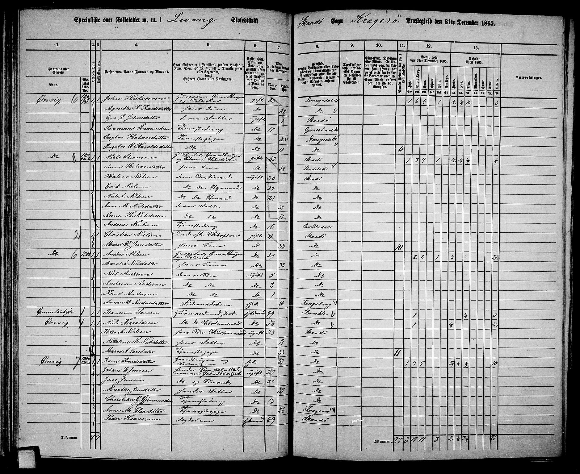 RA, 1865 census for Kragerø/Sannidal og Skåtøy, 1865, p. 90