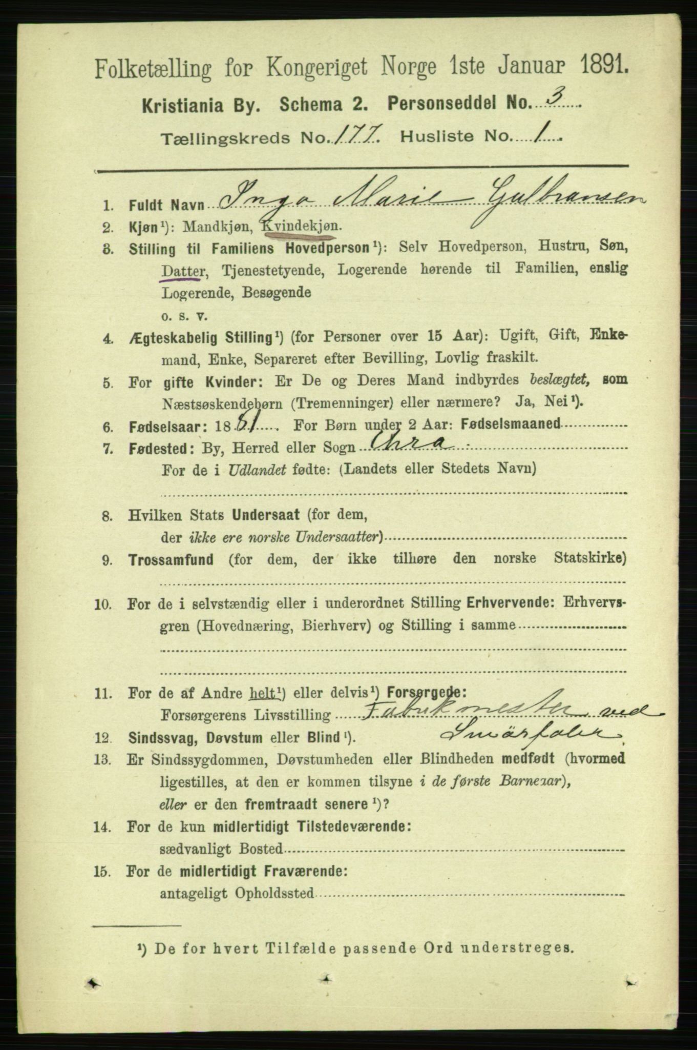 RA, 1891 census for 0301 Kristiania, 1891, p. 106378