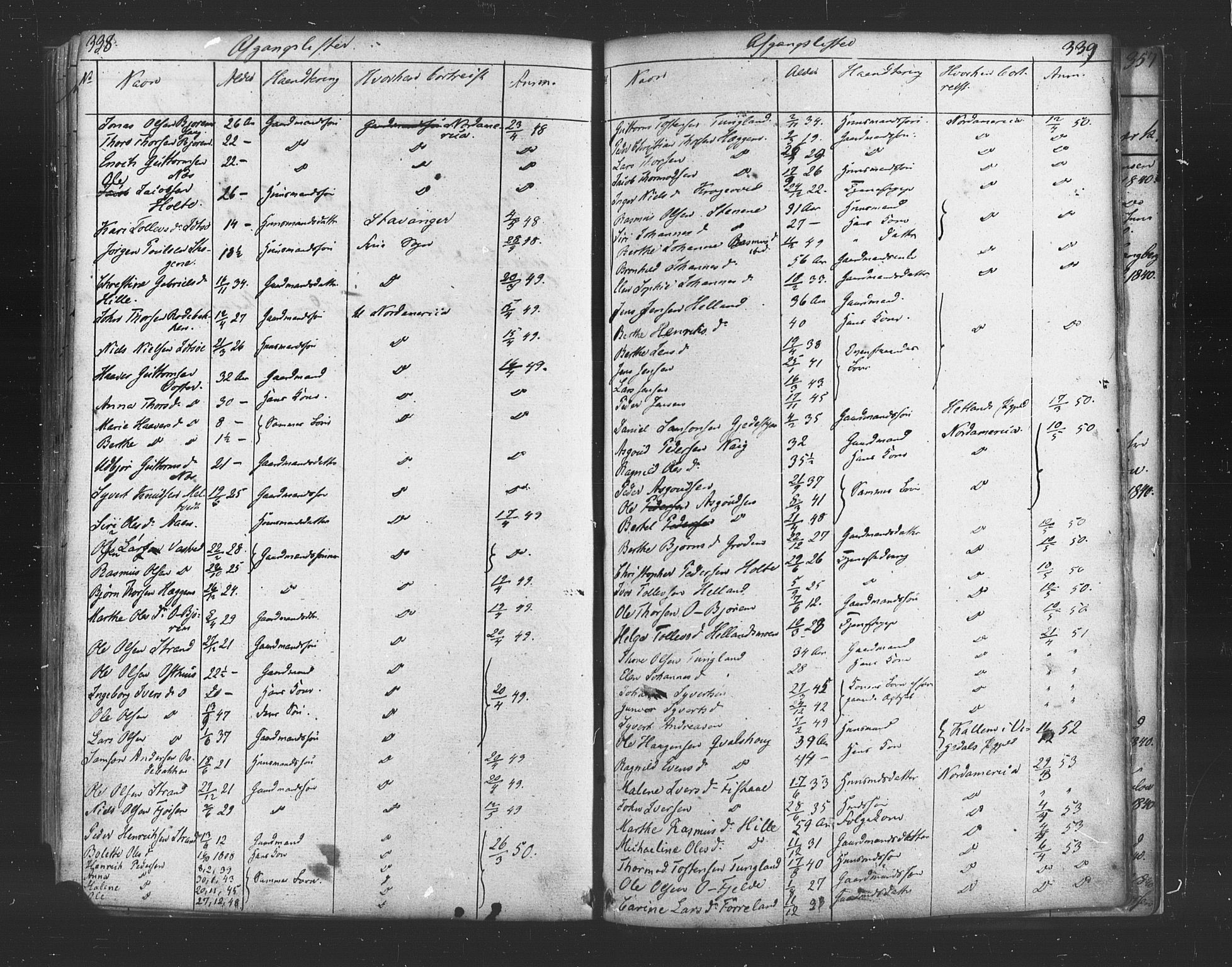 Strand sokneprestkontor, SAST/A-101828/H/Ha/Haa/L0006: Parish register (official) no. A 6, 1834-1854, p. 338-339