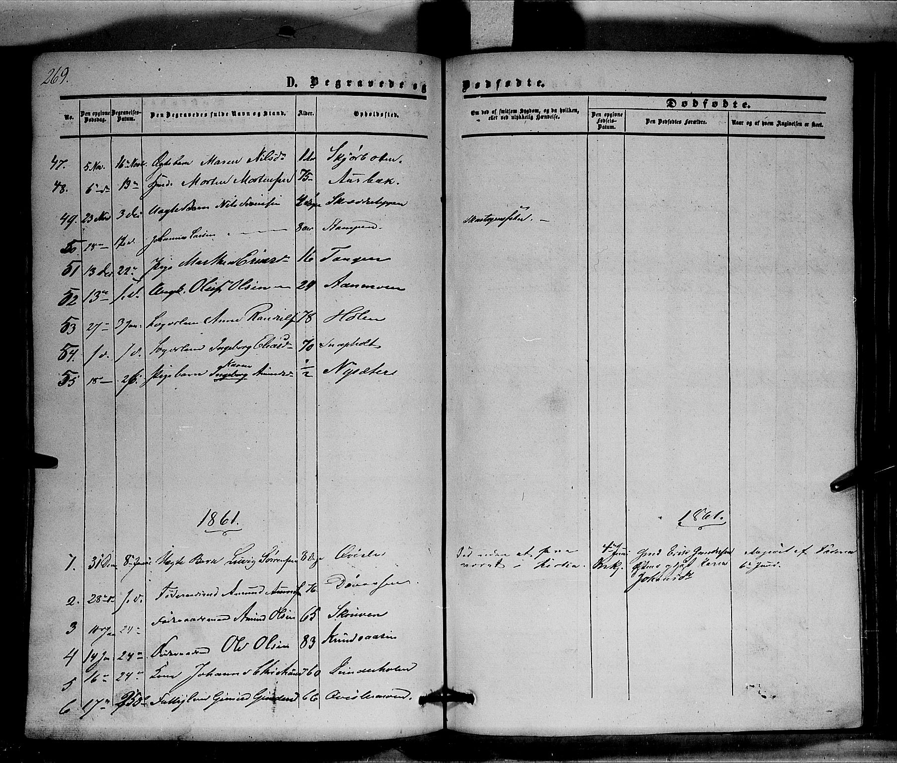 Hof prestekontor, SAH/PREST-038/H/Ha/Haa/L0008: Parish register (official) no. 8, 1849-1861, p. 269