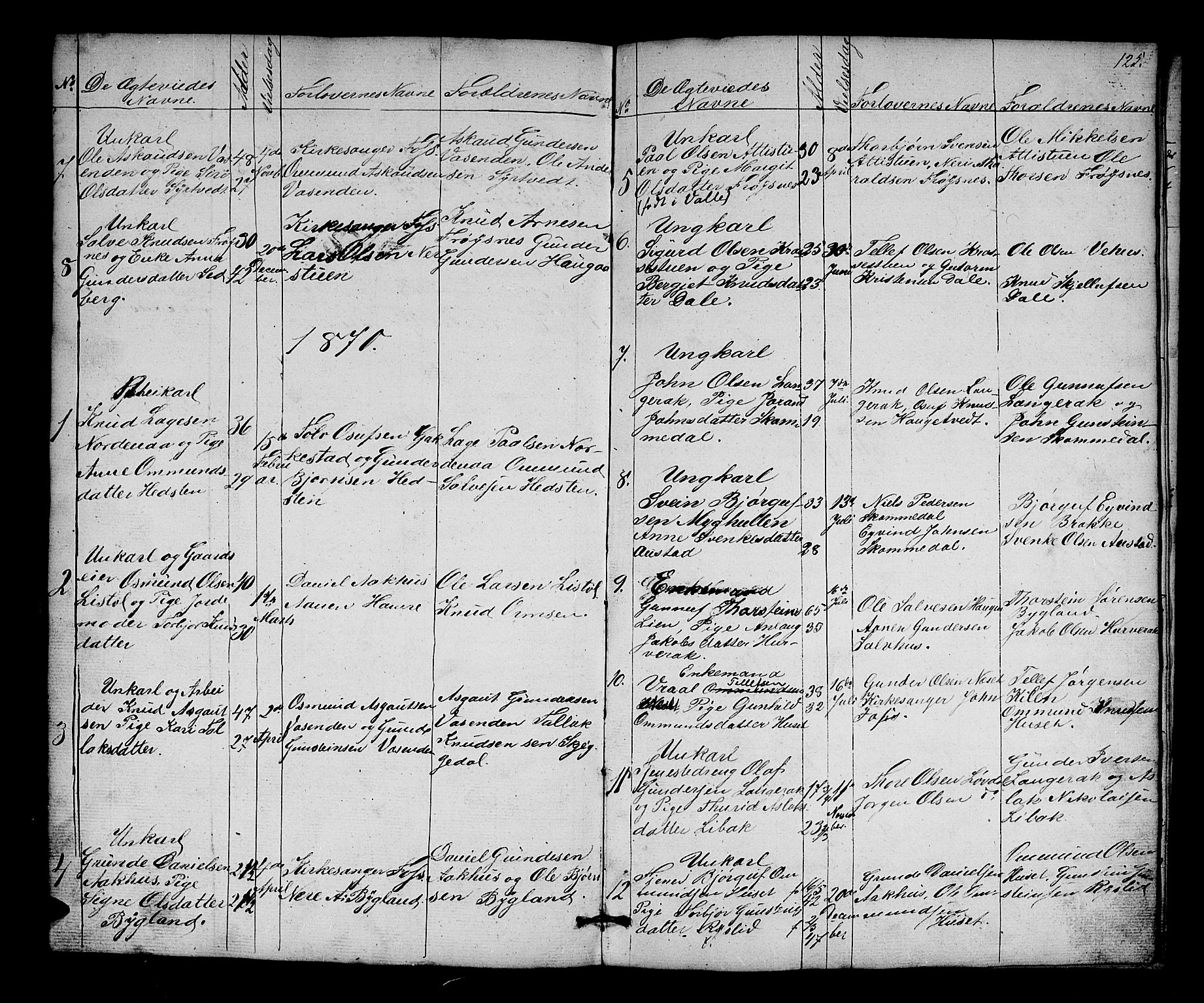 Bygland sokneprestkontor, AV/SAK-1111-0006/F/Fb/Fbb/L0002: Parish register (copy) no. B 2, 1848-1886, p. 125